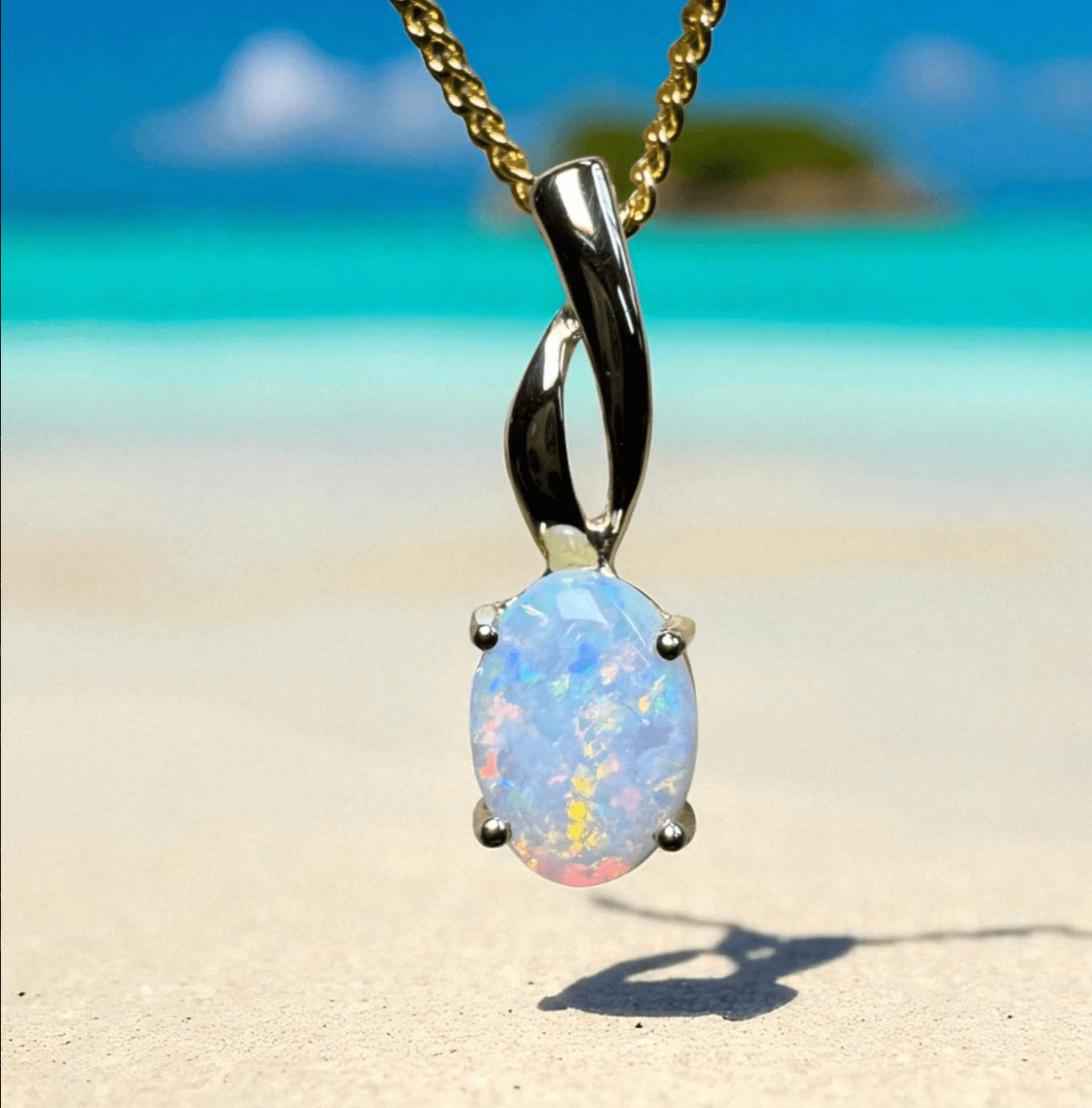 Colours of Coober Radiance ~ A pendant that captures the colours of the sea - Iona Opal Australia