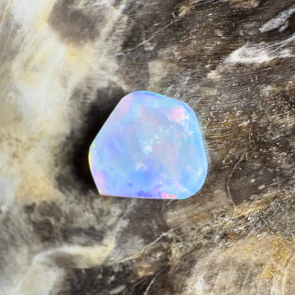 Iridescent blue opal gemstone.