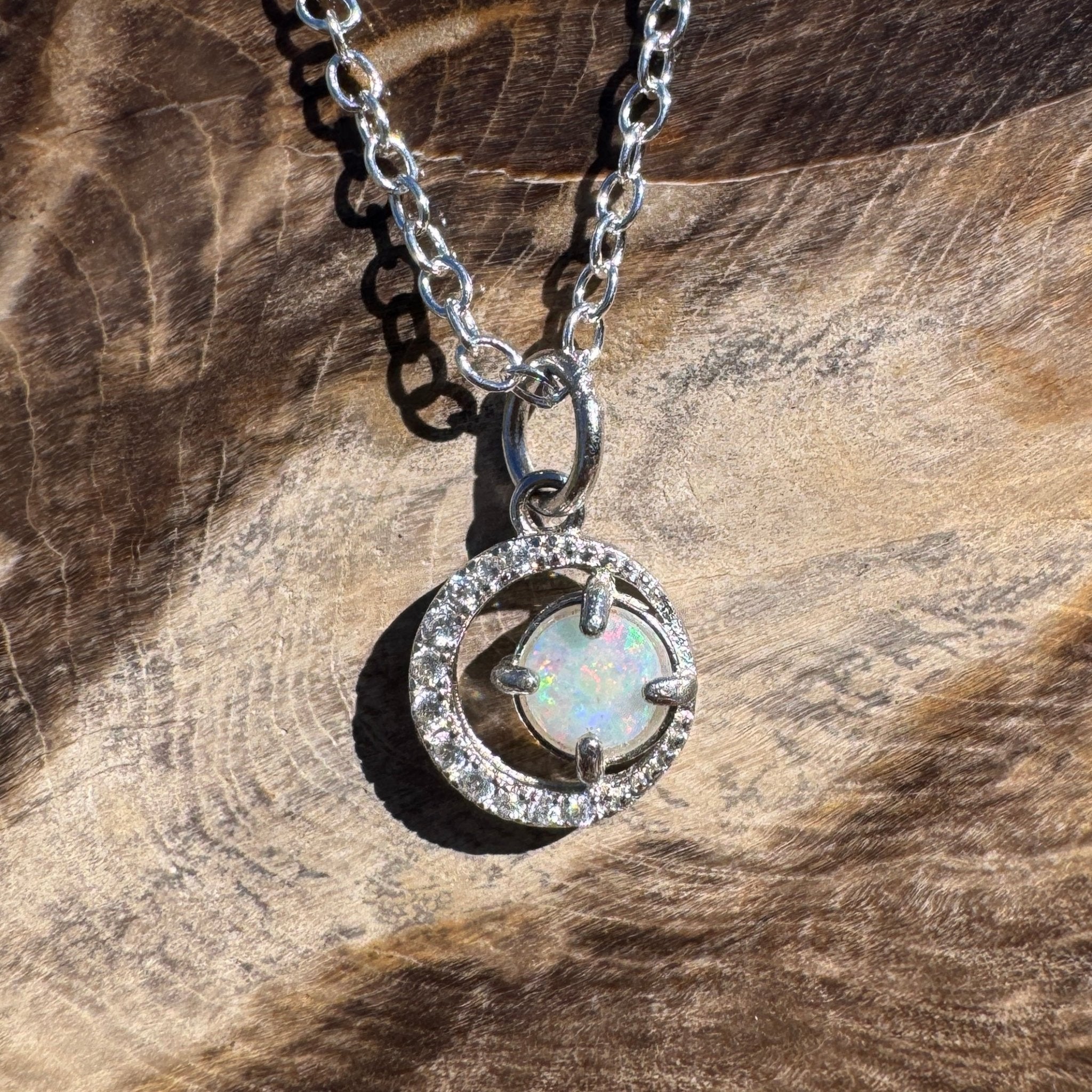 0.2ct Coober Pedy Opal Pendant Necklace ~ 'Cradle Mountain Spark' | 925 Sterling Silver | Solid Australian Opal