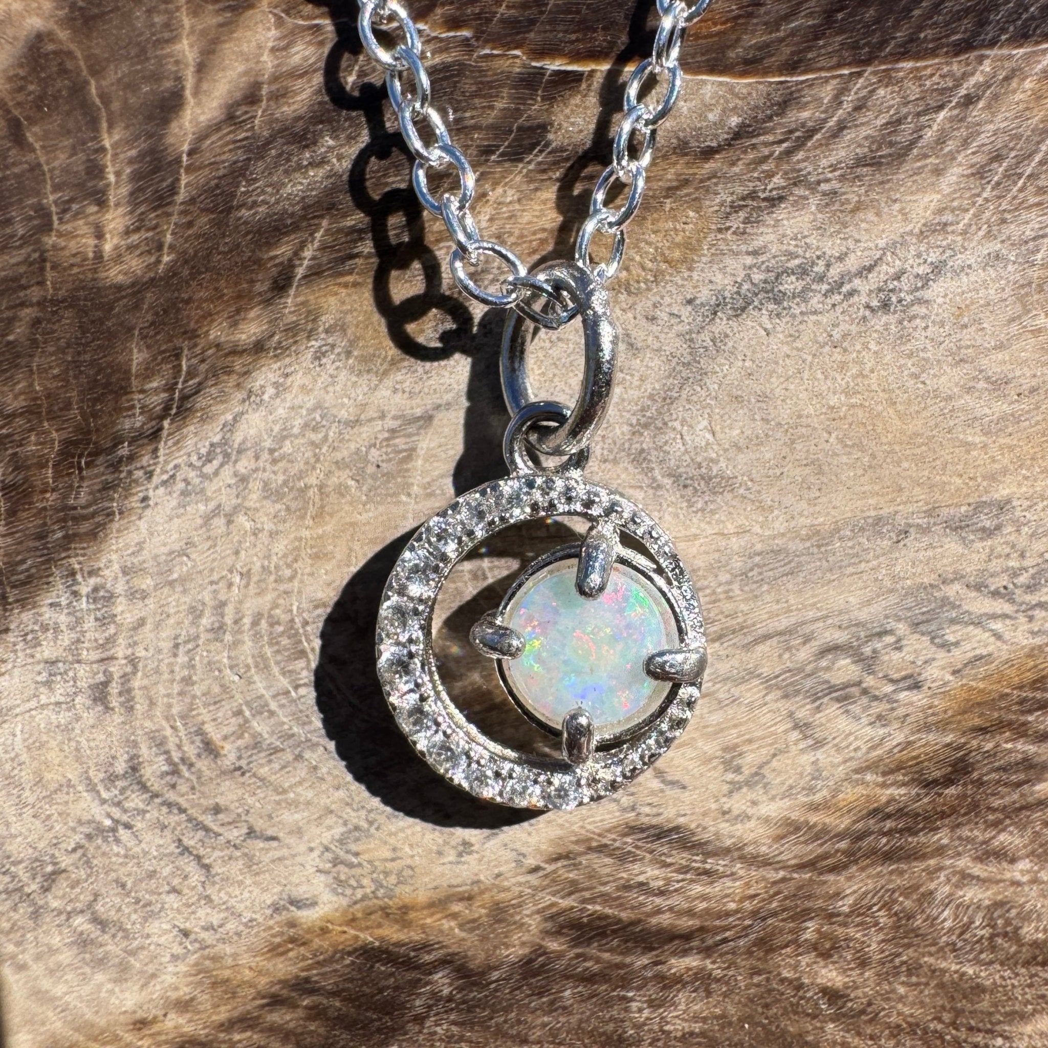 0.2ct Coober Pedy Opal Pendant Necklace ~ 'Cradle Mountain Spark' | 925 Sterling Silver | Solid Australian Opal