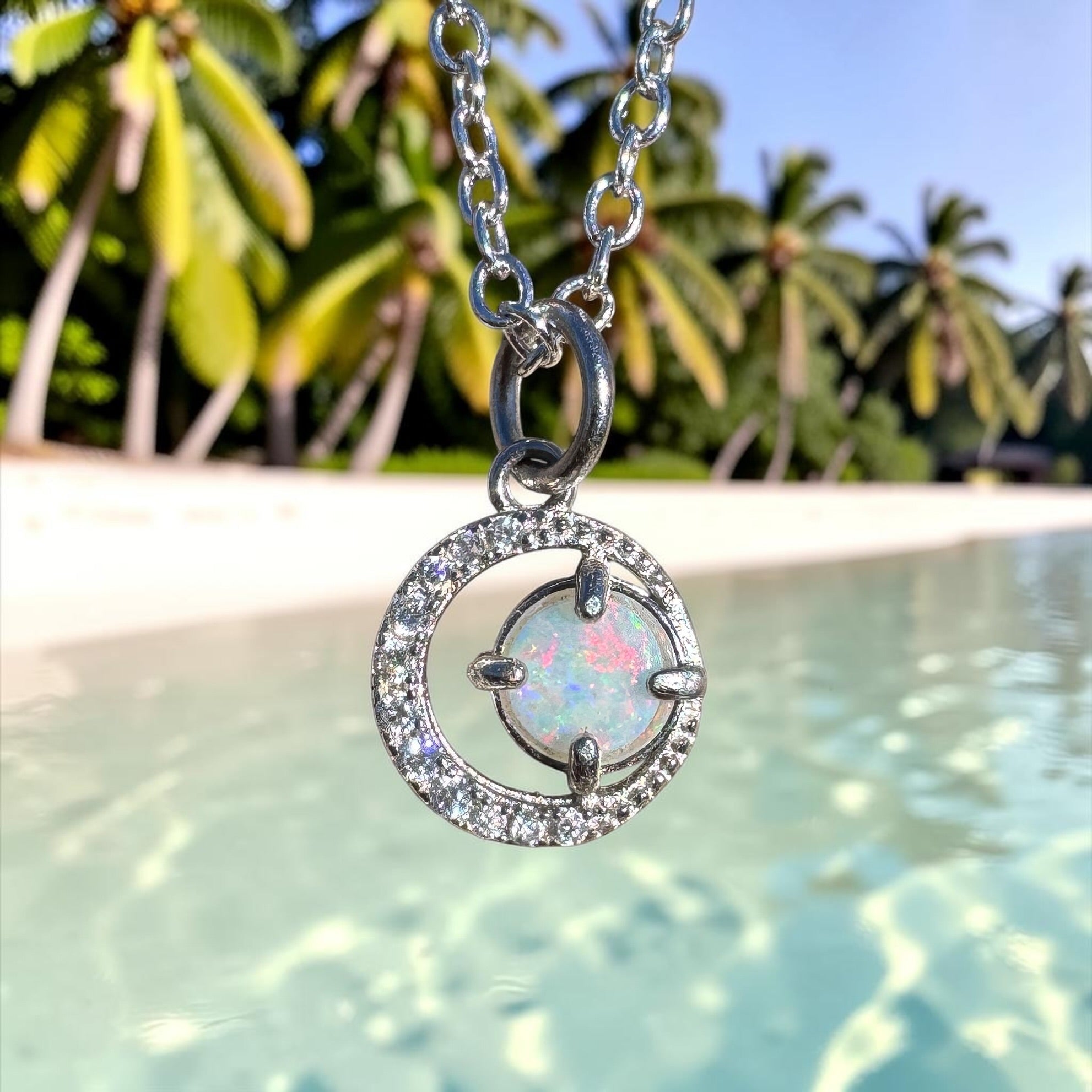 0.2ct Coober Pedy Opal Pendant Necklace ~ 'Kakadu Spark' | 925 Sterling Silver | Solid Australian Opal