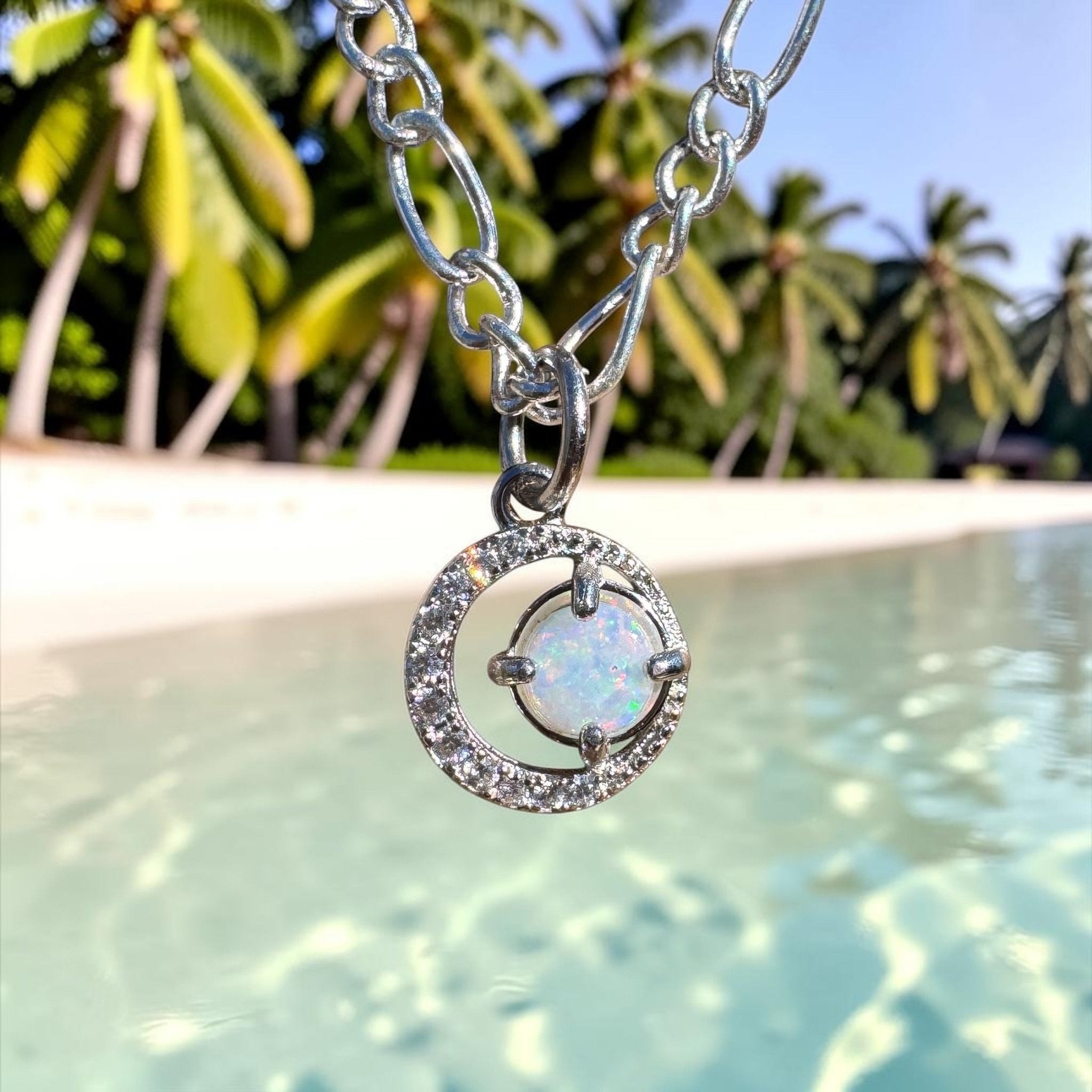 0.2ct Coober Pedy Opal Pendant Necklace ~ 'Kosciuszko Spark' | 925 Sterling Silver | Solid Australian Opal