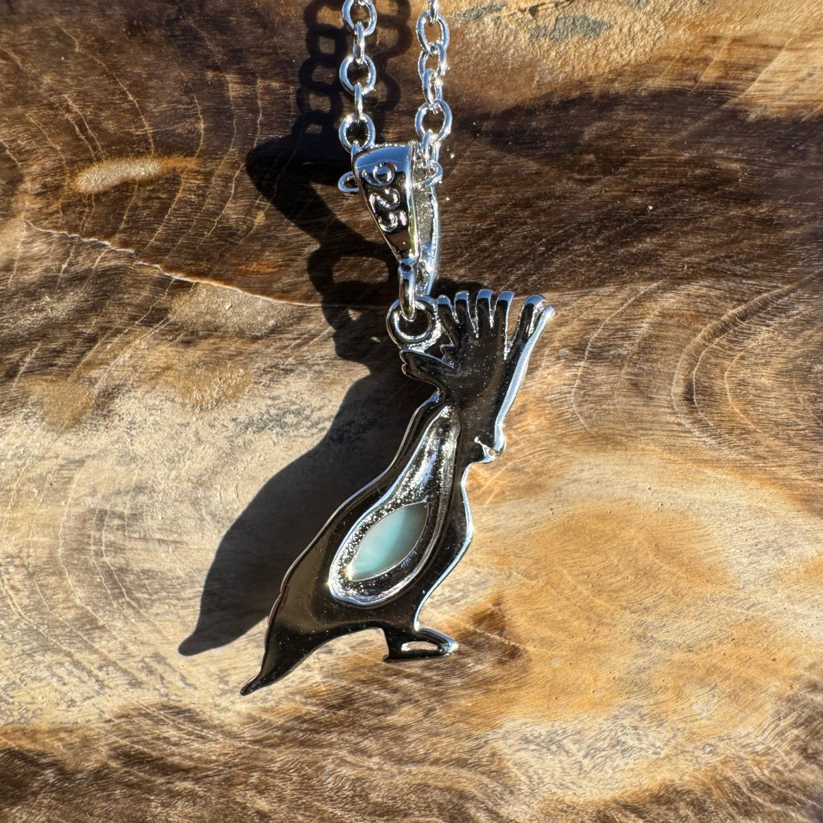0.3ct Coober Pedy Opal Cockatoo Pendant Necklace ~ 'Mount Macedon Glow' | 925 Sterling Silver | Solid Australian Opal