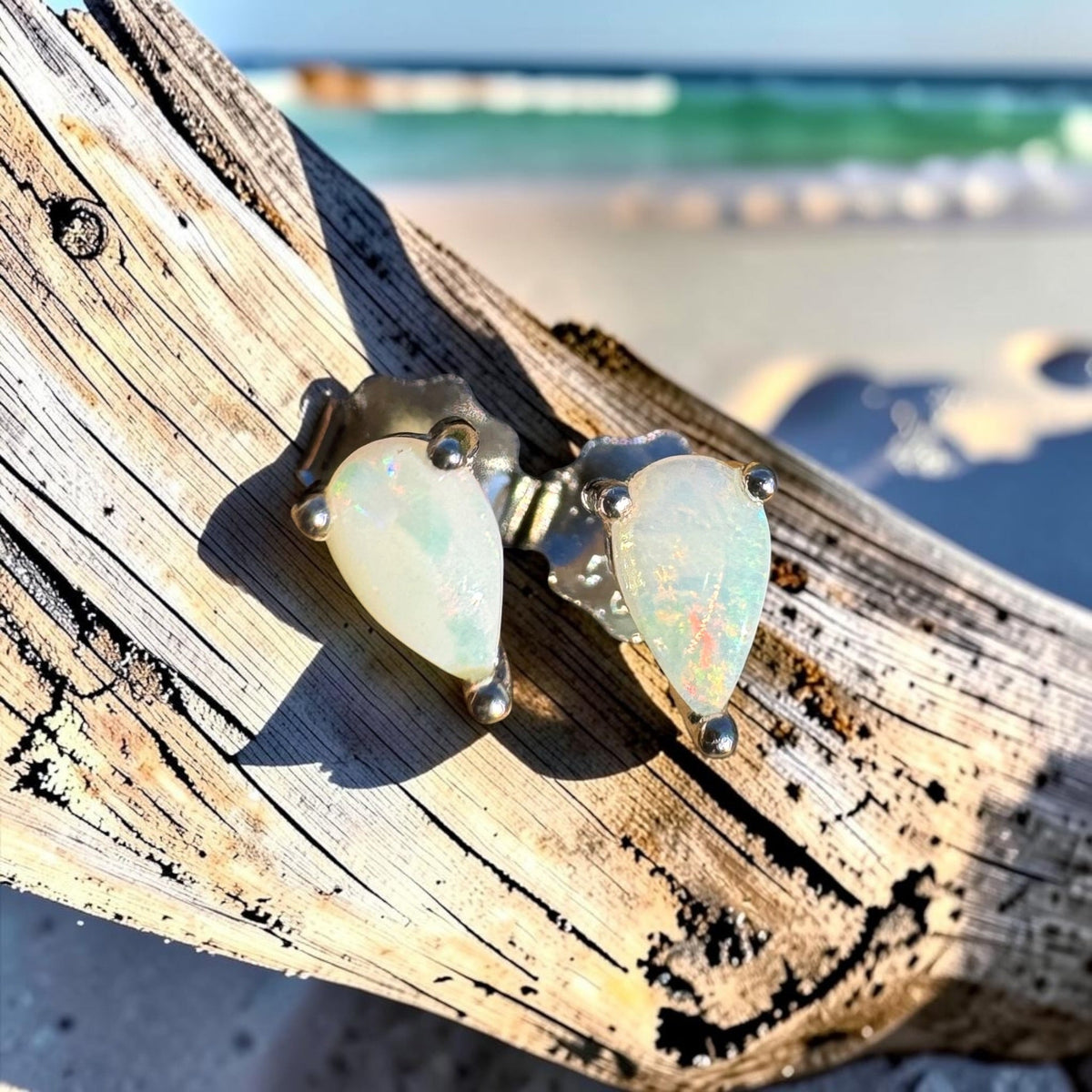 0.3ct Coober Pedy Opal Earrings ~ 'Binalong Glimmer' | 925 Sterling Silver | Solid Australian Opal
