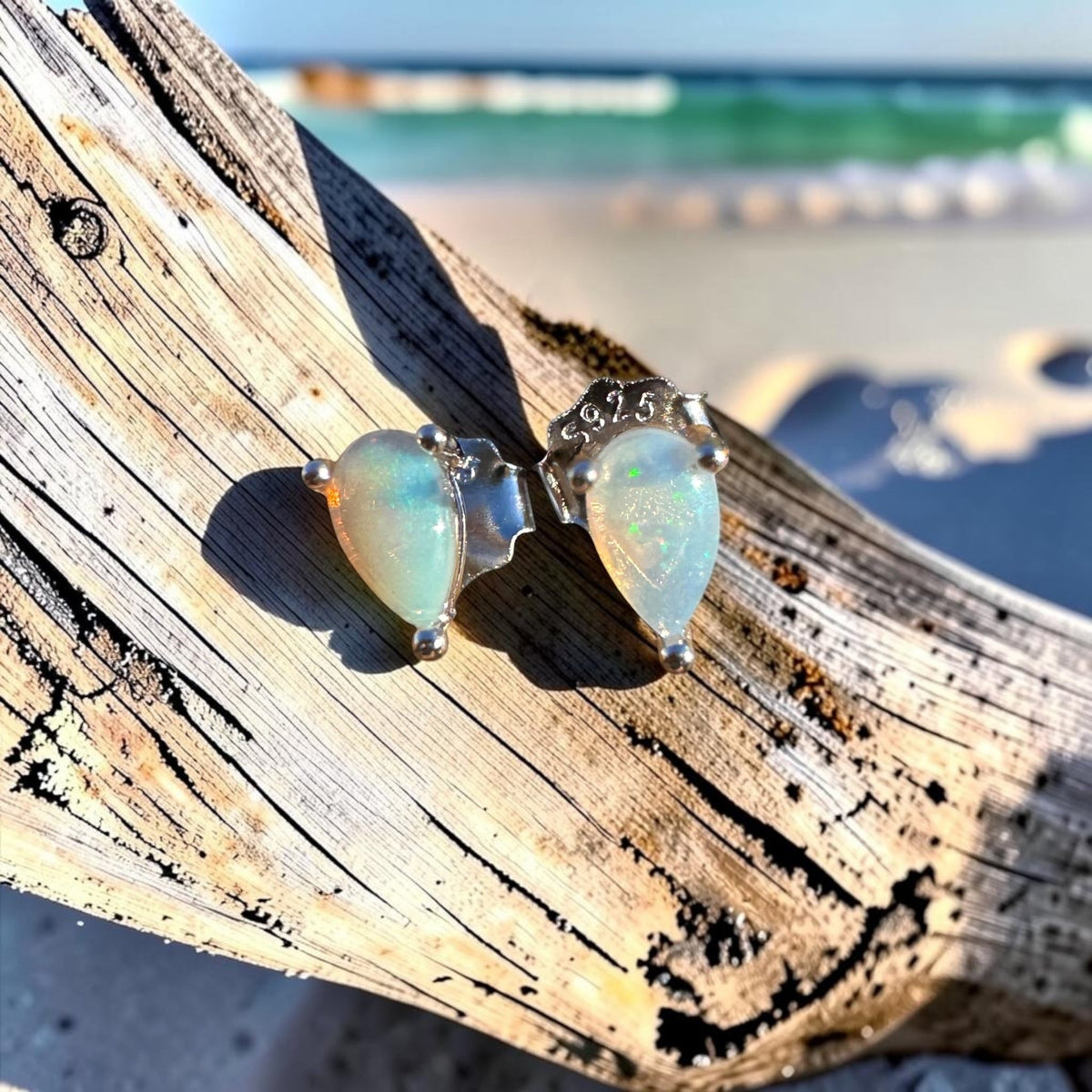 0.3ct Coober Pedy Opal Earrings ~ 'Wineglass Shimmer' | 925 Sterling Silver | Solid Australian Opal