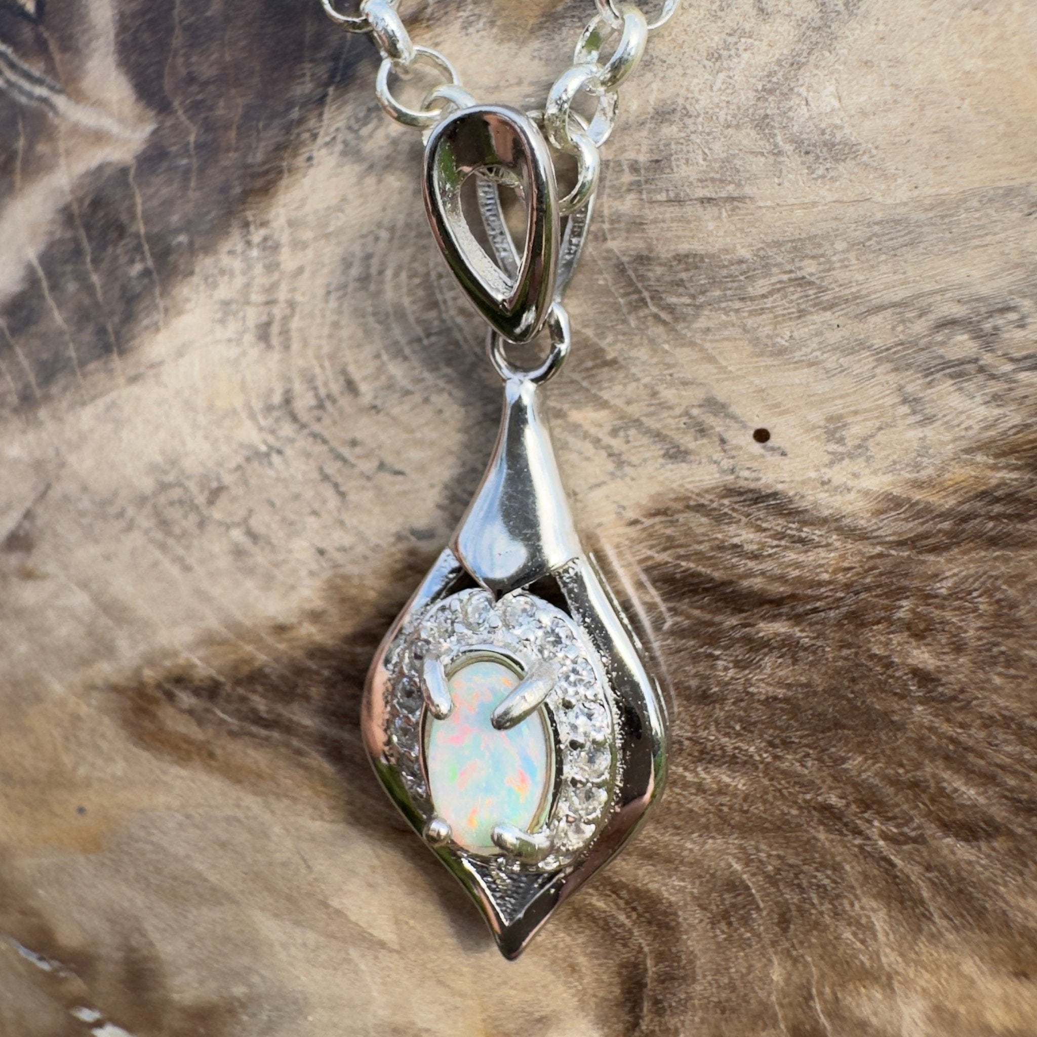 0.3ct Coober Pedy Opal Pendant Necklace ~ 'Tibooburra Wildfire' | 925 Sterling Silver | Solid Australian Opal