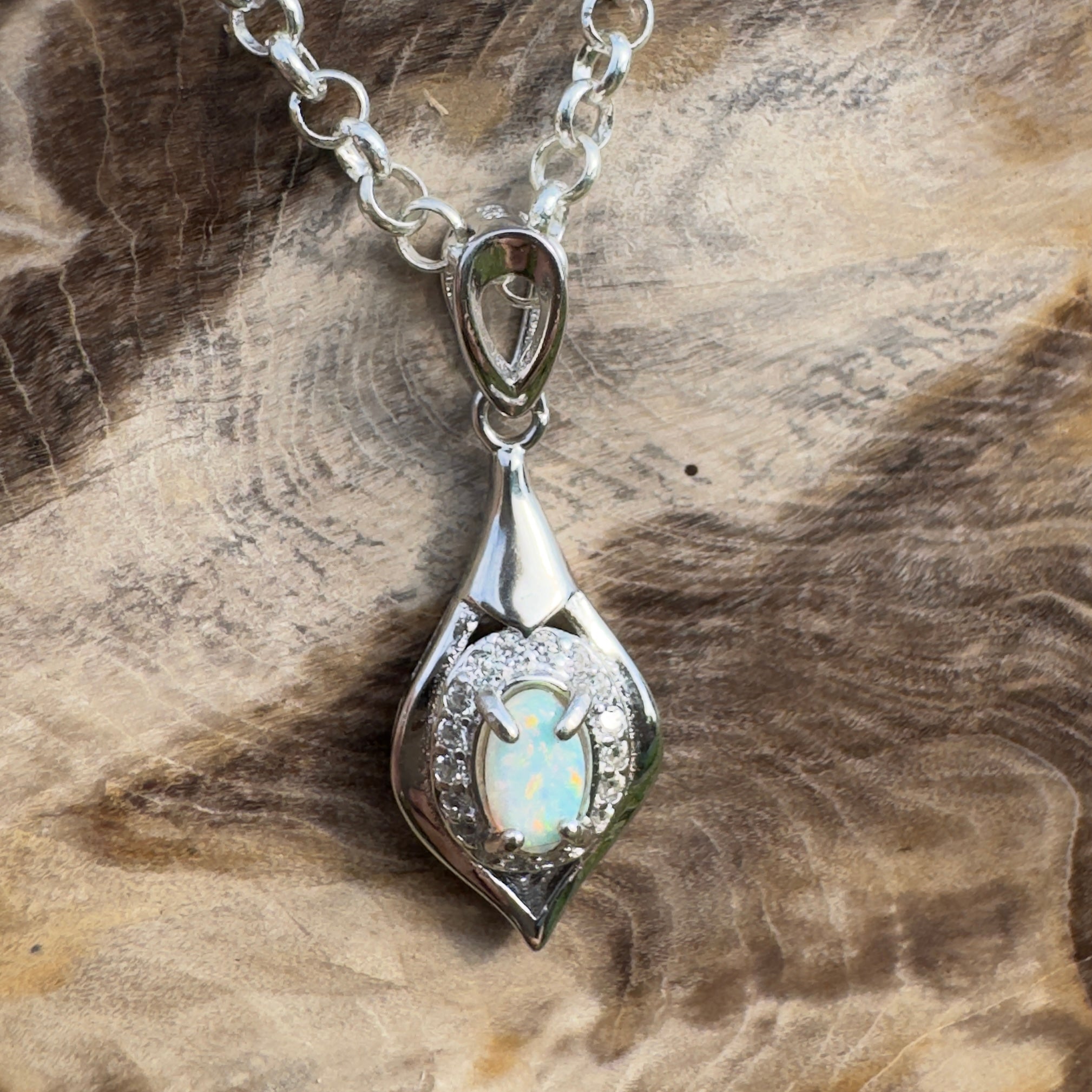 0.3ct Coober Pedy Opal Pendant Necklace ~ 'Tibooburra Wildfire' | 925 Sterling Silver | Solid Australian Opal