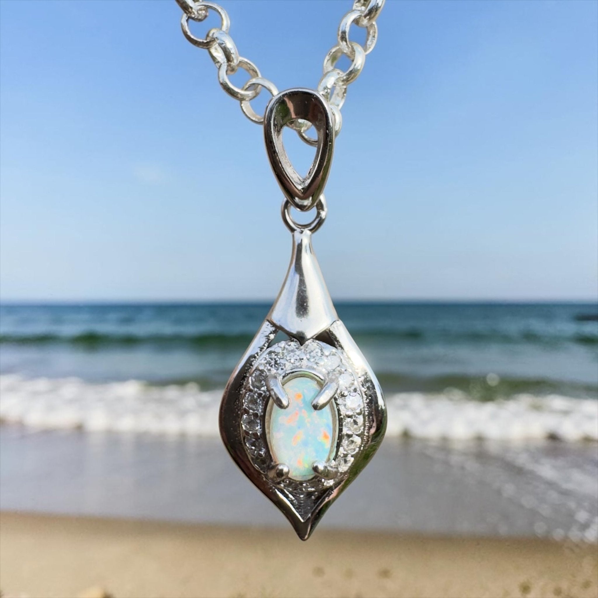 0.3ct Coober Pedy Opal Pendant Necklace ~ 'Tibooburra Wildfire' | 925 Sterling Silver | Solid Australian Opal
