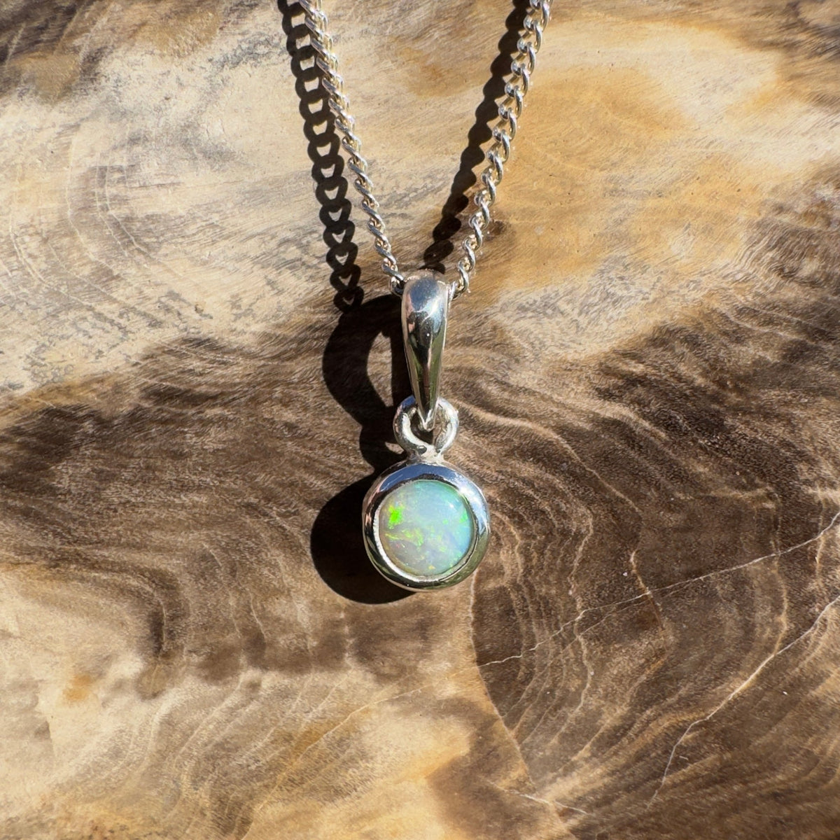 0.3ct Lightning Ridge Opal Pendant Necklace ~ 'Byron Current' | 925 Sterling Silver | Solid Australian Opal