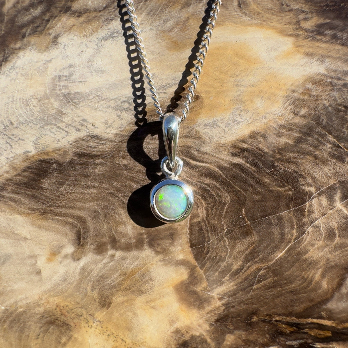 0.3ct Lightning Ridge Opal Pendant Necklace ~ 'Byron Current' | 925 Sterling Silver | Solid Australian Opal