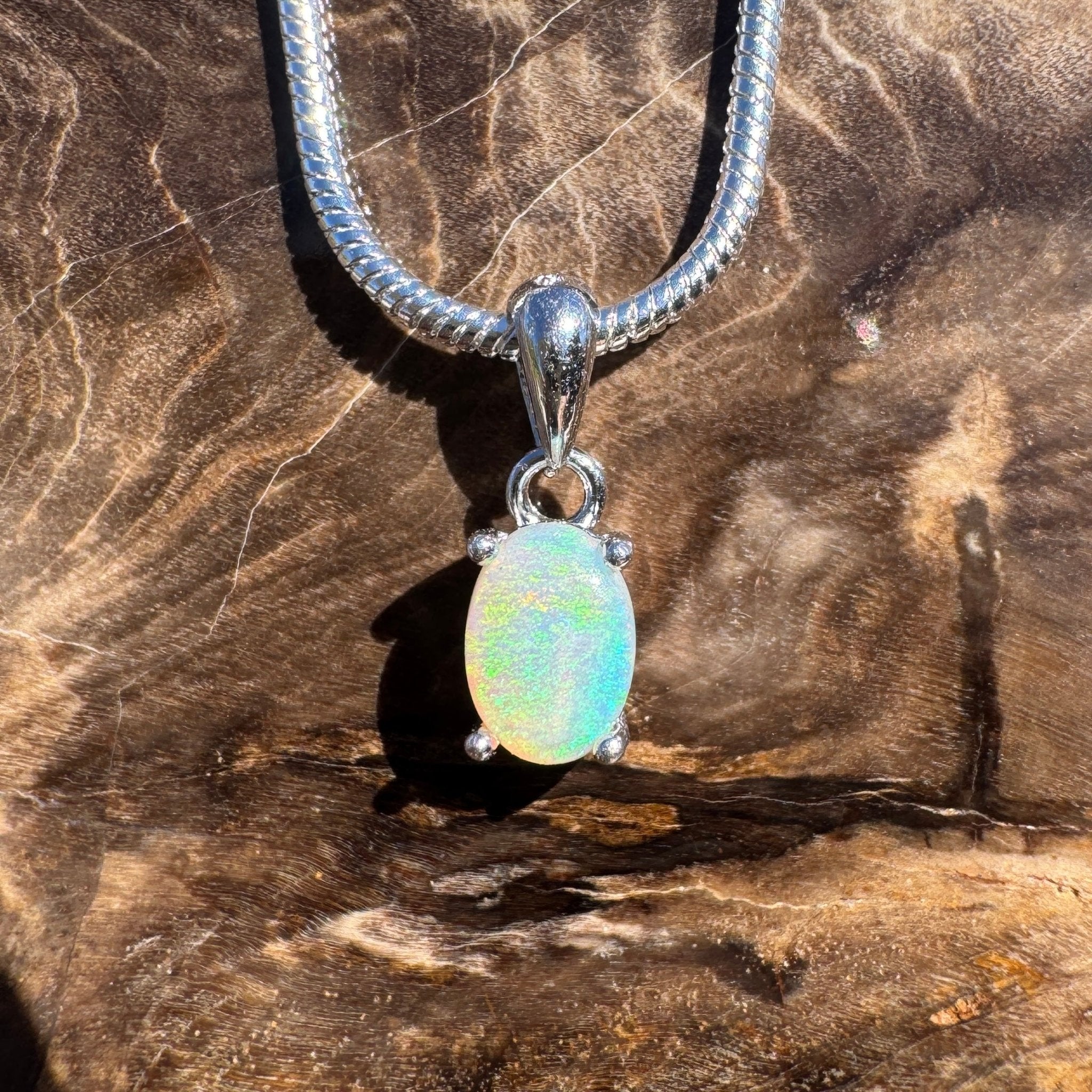 0.3ct Lightning Ridge Opal Pendant Necklace ~ 'Dunk Island Blue' | 925 Sterling Silver | Solid Australian Opal