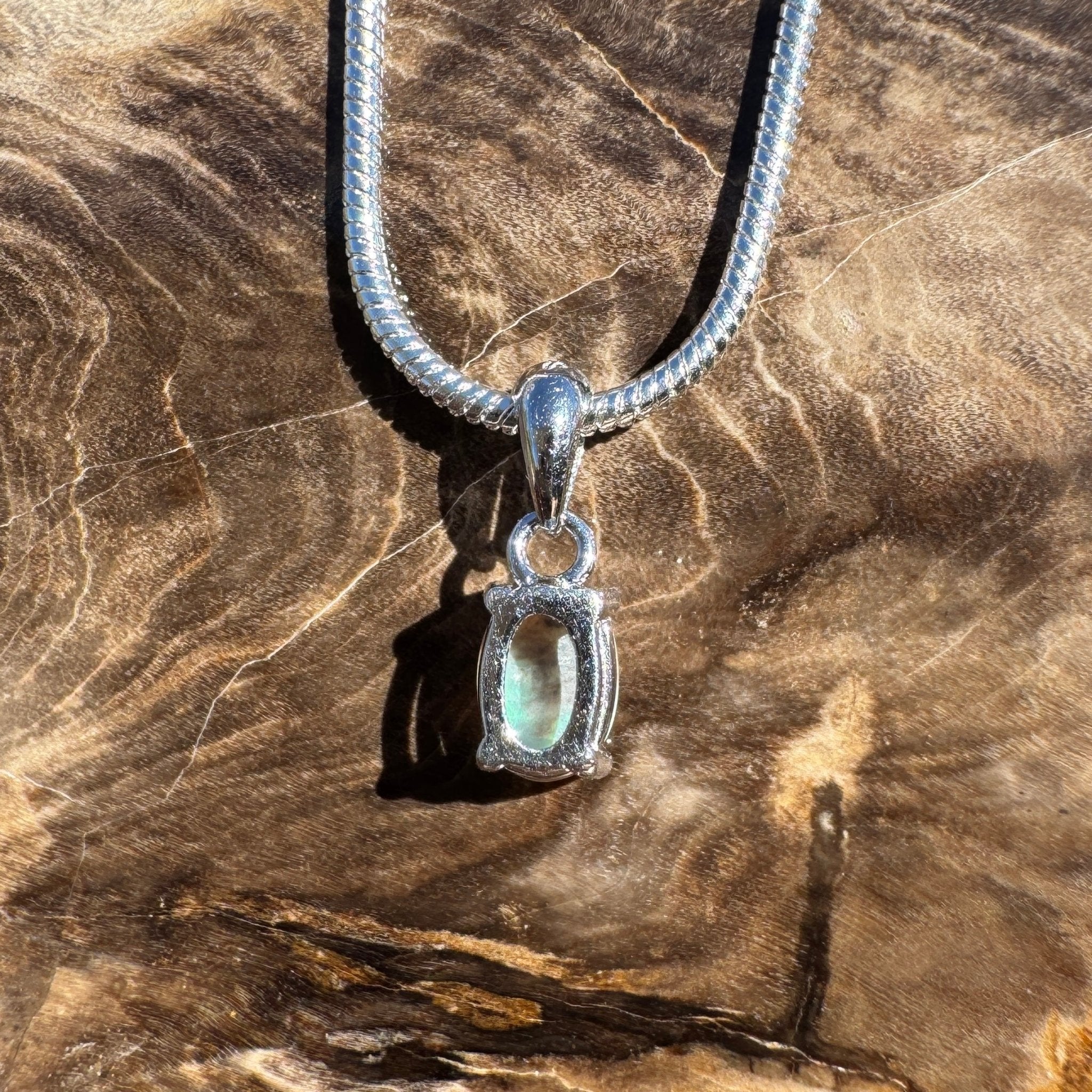 0.3ct Lightning Ridge Opal Pendant Necklace ~ 'Dunk Island Blue' | 925 Sterling Silver | Solid Australian Opal