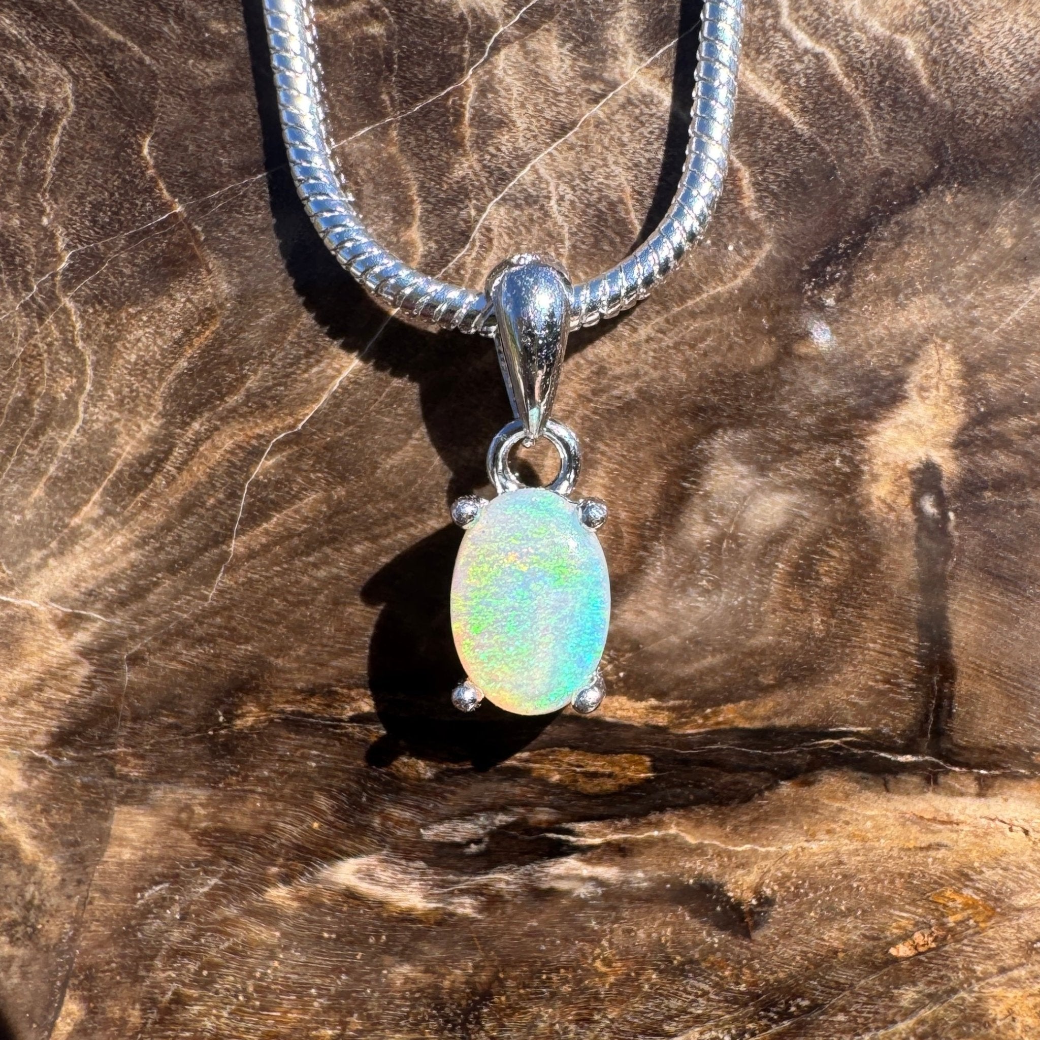 0.3ct Lightning Ridge Opal Pendant Necklace ~ 'Dunk Island Blue' | 925 Sterling Silver | Solid Australian Opal
