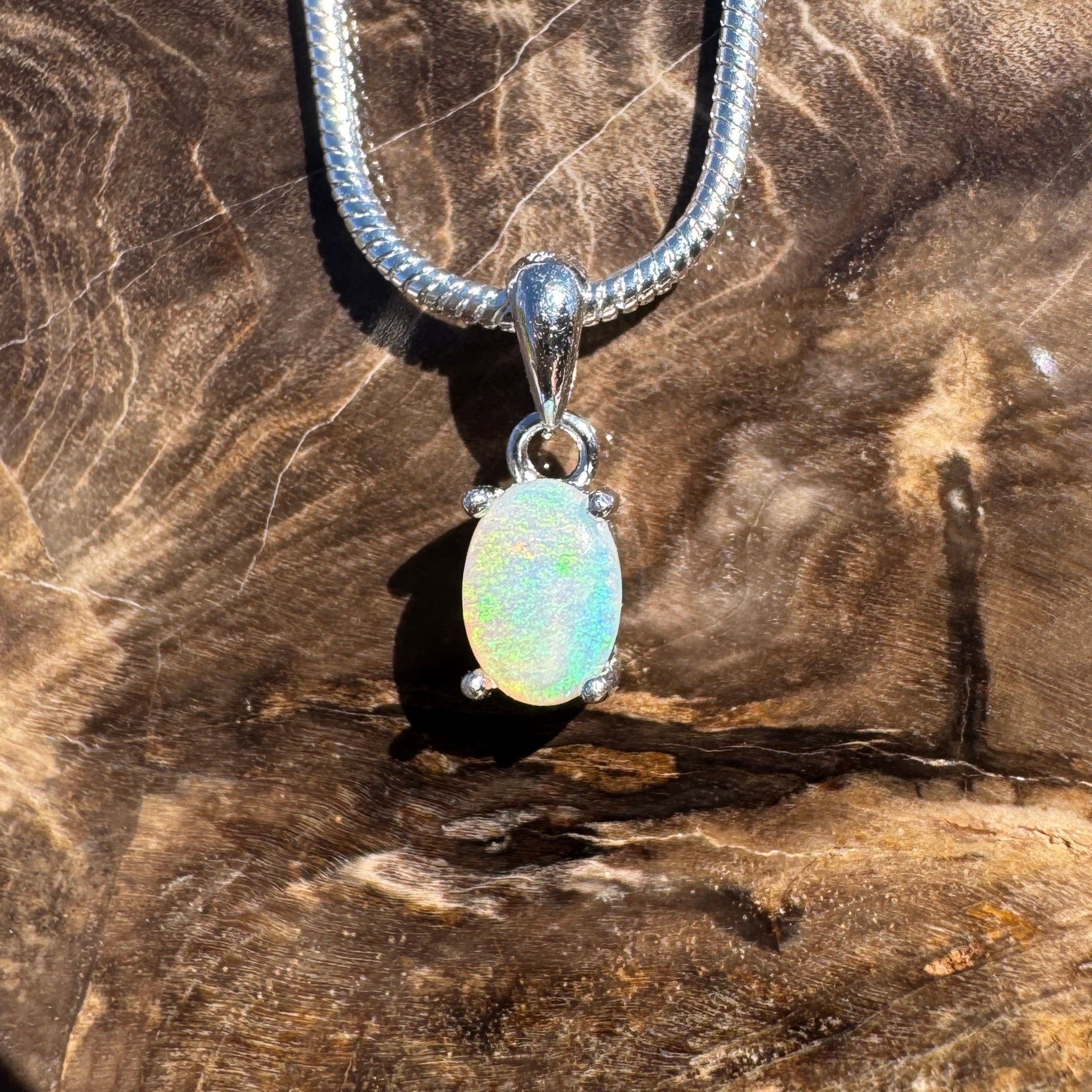 0.3ct Lightning Ridge Opal Pendant Necklace ~ 'Dunk Island Blue' | 925 Sterling Silver | Solid Australian Opal