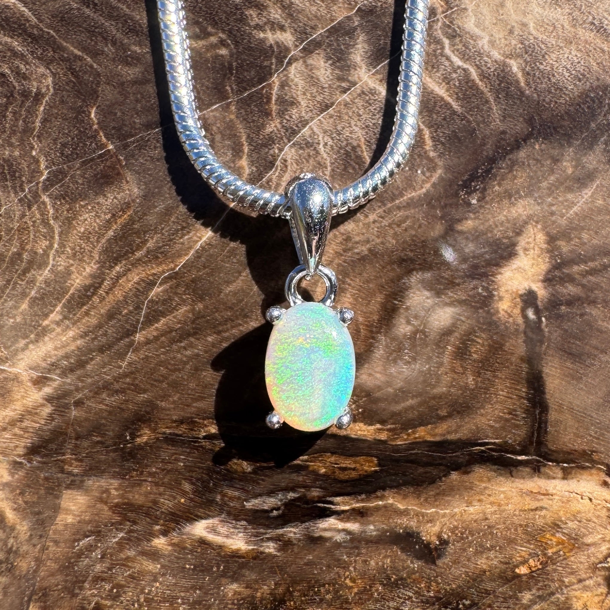 0.3ct Lightning Ridge Opal Pendant Necklace ~ 'Dunk Island Blue' | 925 Sterling Silver | Solid Australian Opal