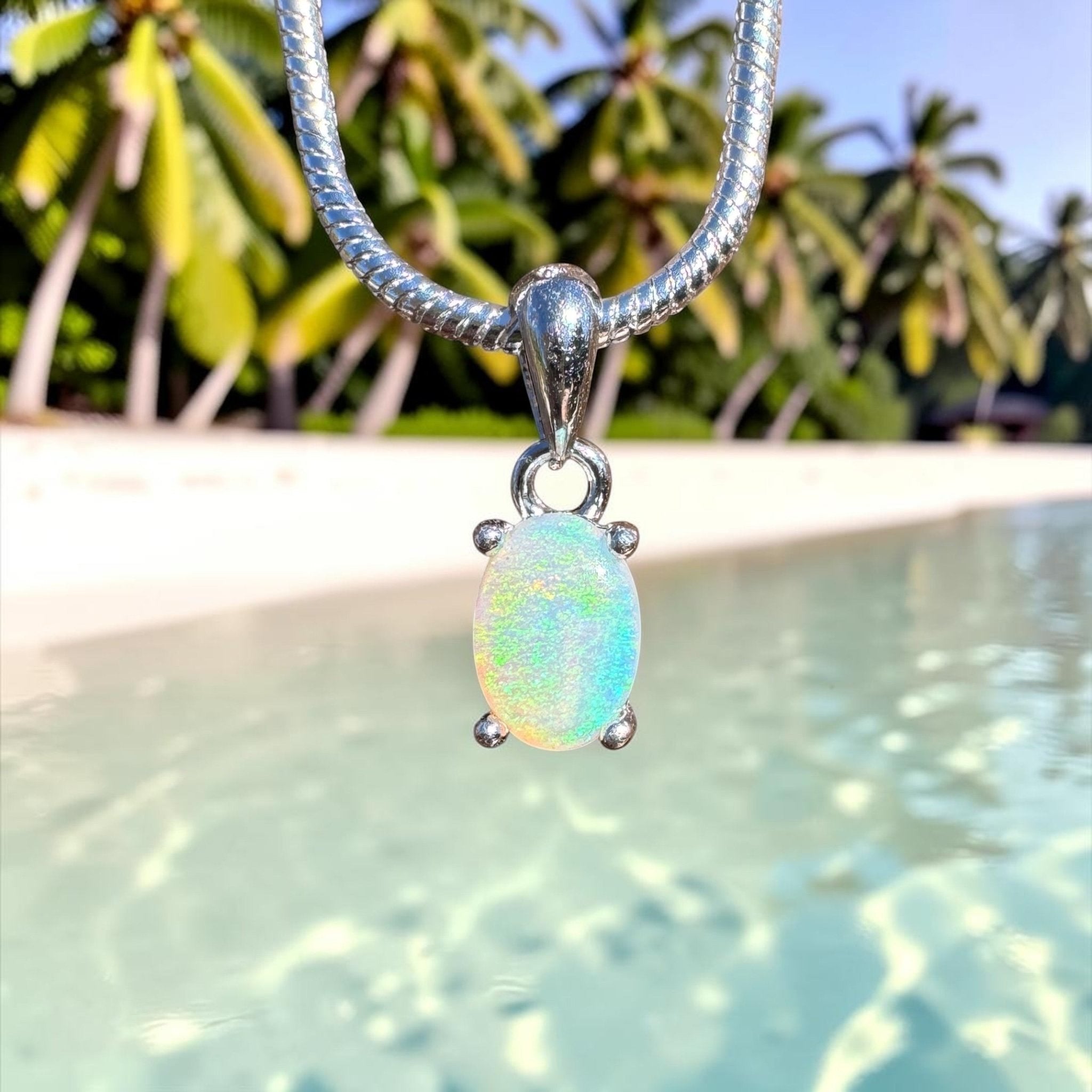 0.3ct Lightning Ridge Opal Pendant Necklace ~ 'Dunk Island Blue' | 925 Sterling Silver | Solid Australian Opal