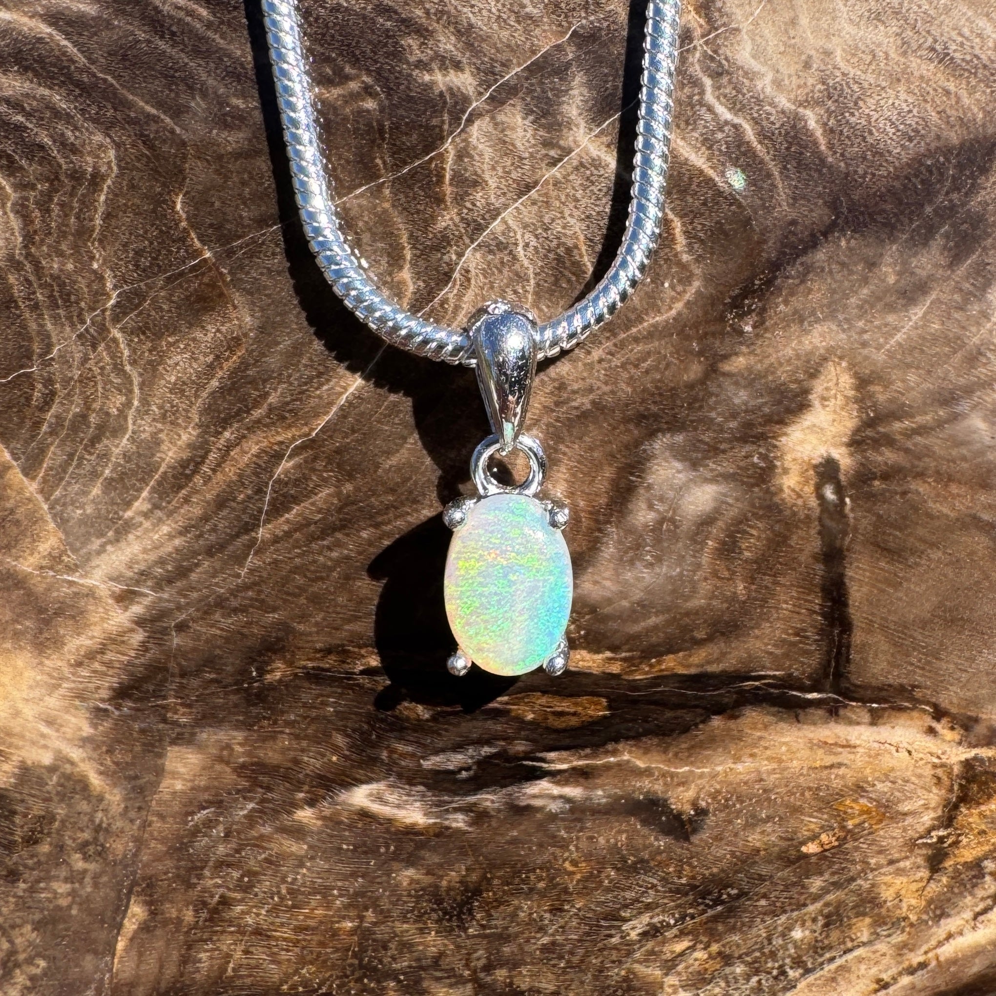 0.3ct Lightning Ridge Opal Pendant Necklace ~ 'Dunk Island Blue' | 925 Sterling Silver | Solid Australian Opal