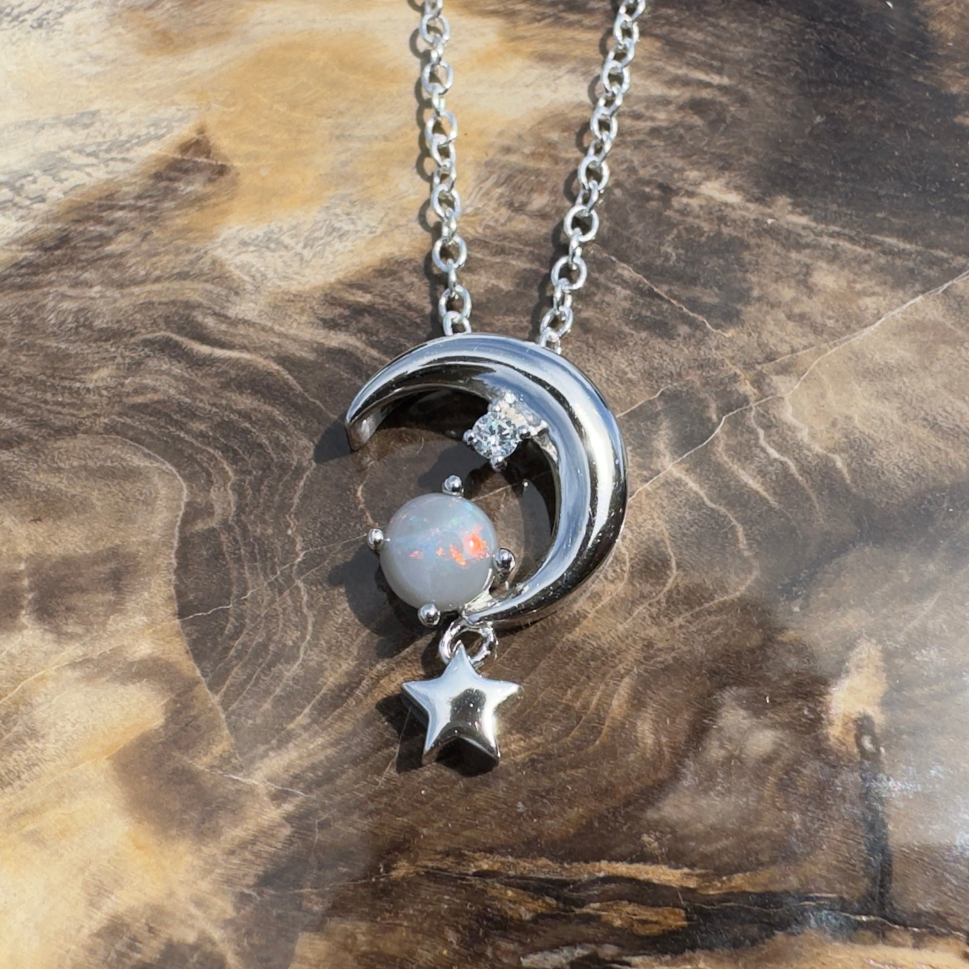 0.3ct Lightning Ridge Opal Pendant Necklace ~ 'Mount Remarkable Char' | 925 Sterling Silver | Solid Australian Opal