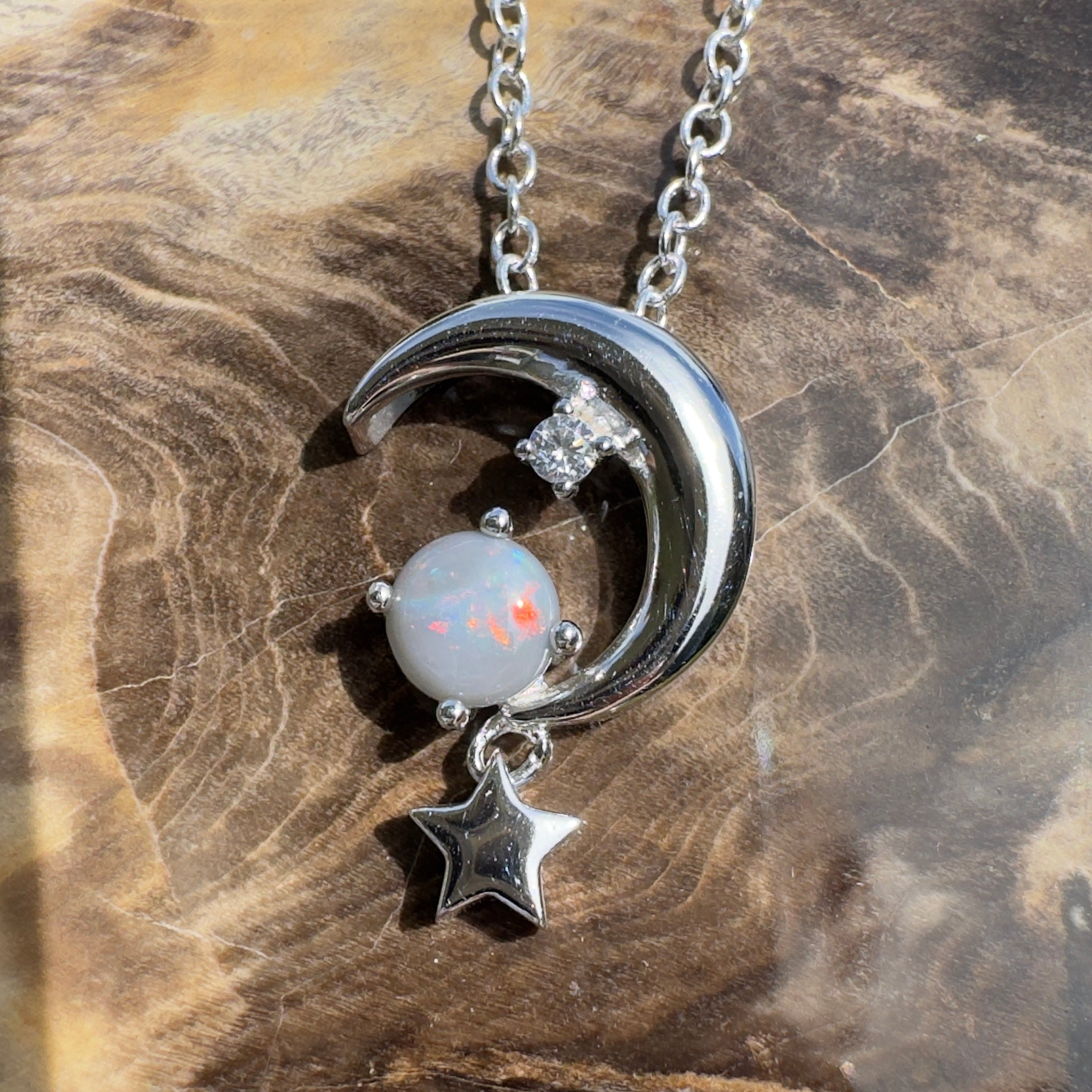 0.3ct Lightning Ridge Opal Pendant Necklace ~ 'Mount Remarkable Char' | 925 Sterling Silver | Solid Australian Opal