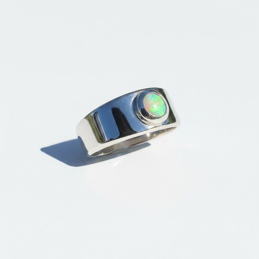 0.3ct Lightning Ridge Opal Ring ~ 'Jervis Deep' | 925 Sterling Silver | Solid Australian Opal