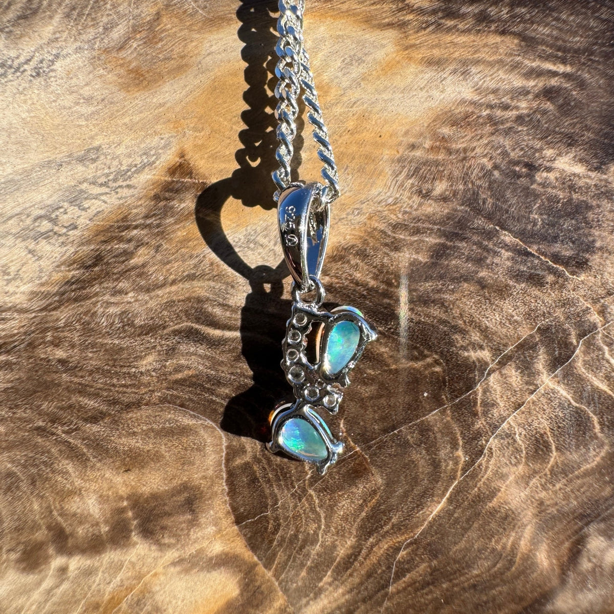 0.4ct Coober Pedy Crystal Opal Pendant Necklace ~ 'Franklin Rapid' | 925 Sterling Silver | Solid Australian Opal