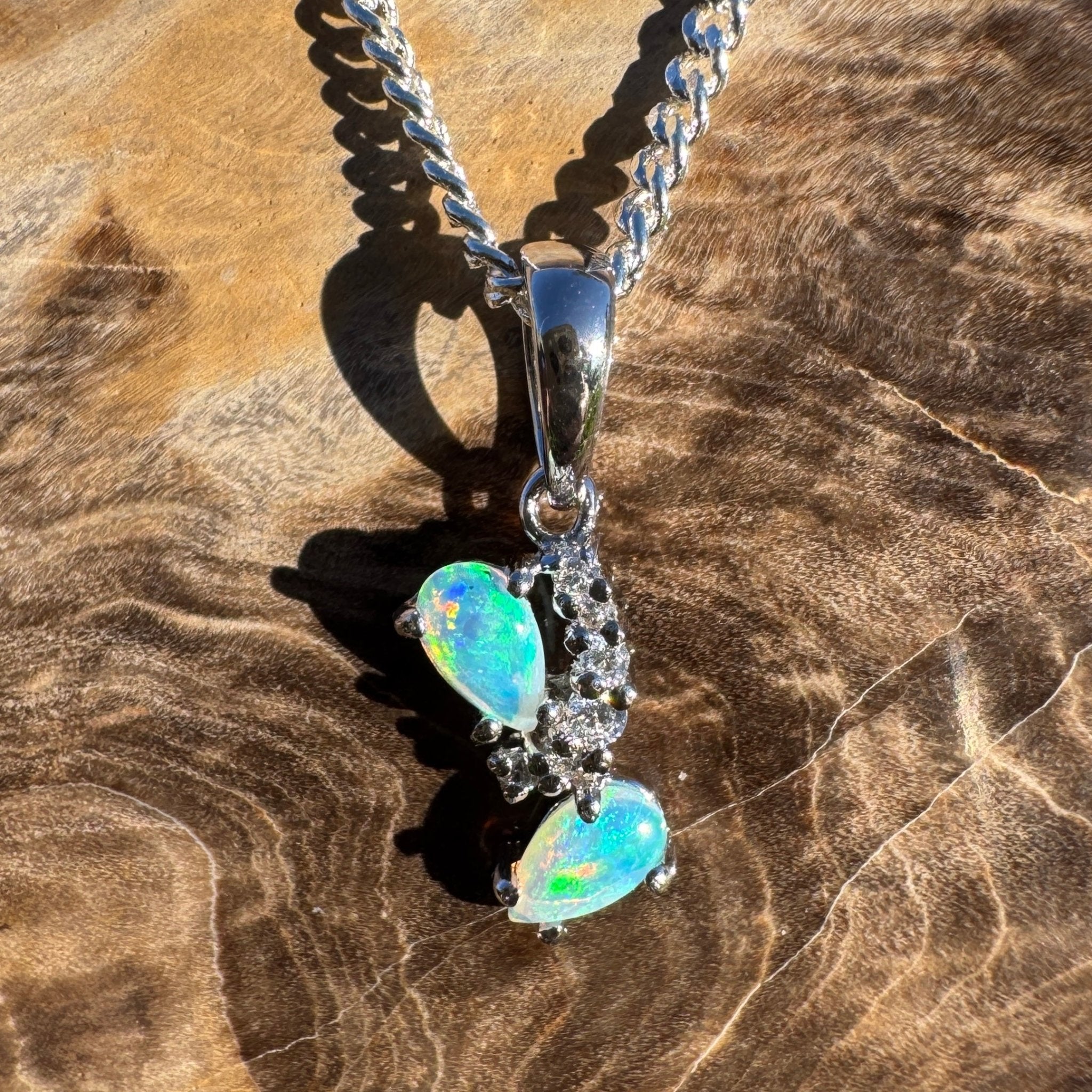 0.4ct Coober Pedy Crystal Opal Pendant Necklace ~ 'Franklin Rapid' | 925 Sterling Silver | Solid Australian Opal