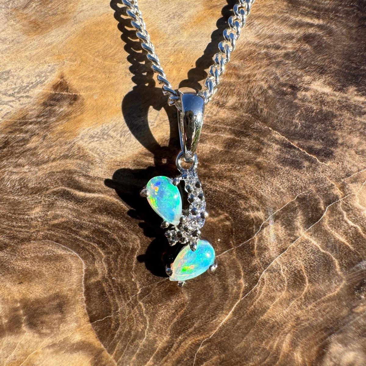 0.4ct Coober Pedy Crystal Opal Pendant Necklace ~ 'Franklin Rapid' | 925 Sterling Silver | Solid Australian Opal