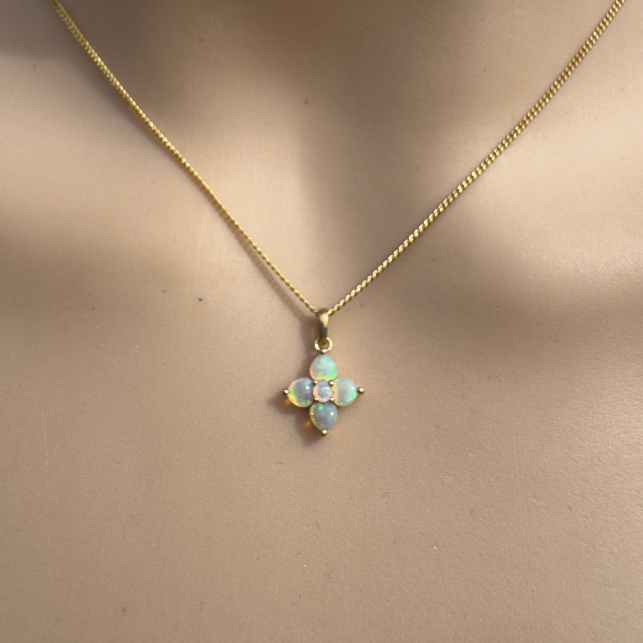 0.4ct Coober Pedy Crystal Opal Pendant Necklace ~ 'Waratah Glow' | 9ct Yellow Gold | Solid Australian Opal