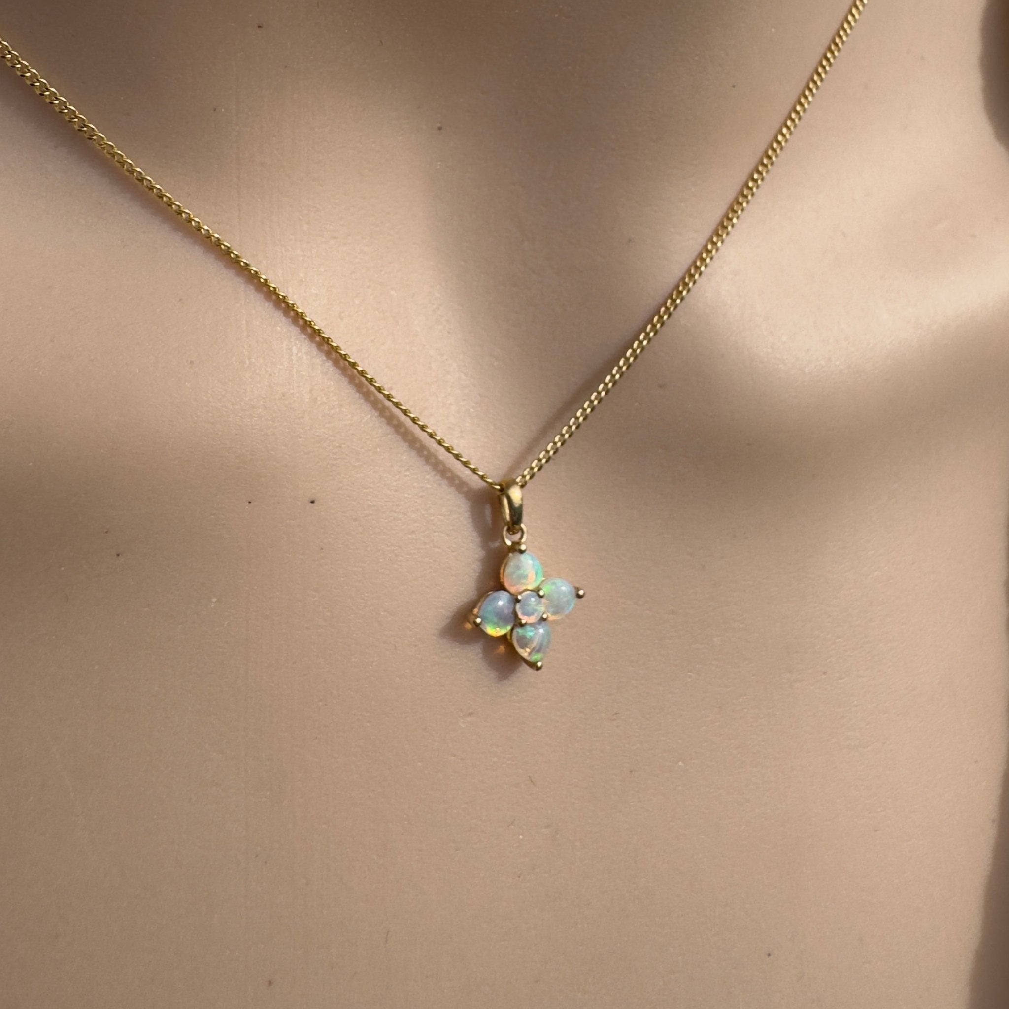 0.4ct Coober Pedy Crystal Opal Pendant Necklace ~ 'Waratah Glow' | 9ct Yellow Gold | Solid Australian Opal