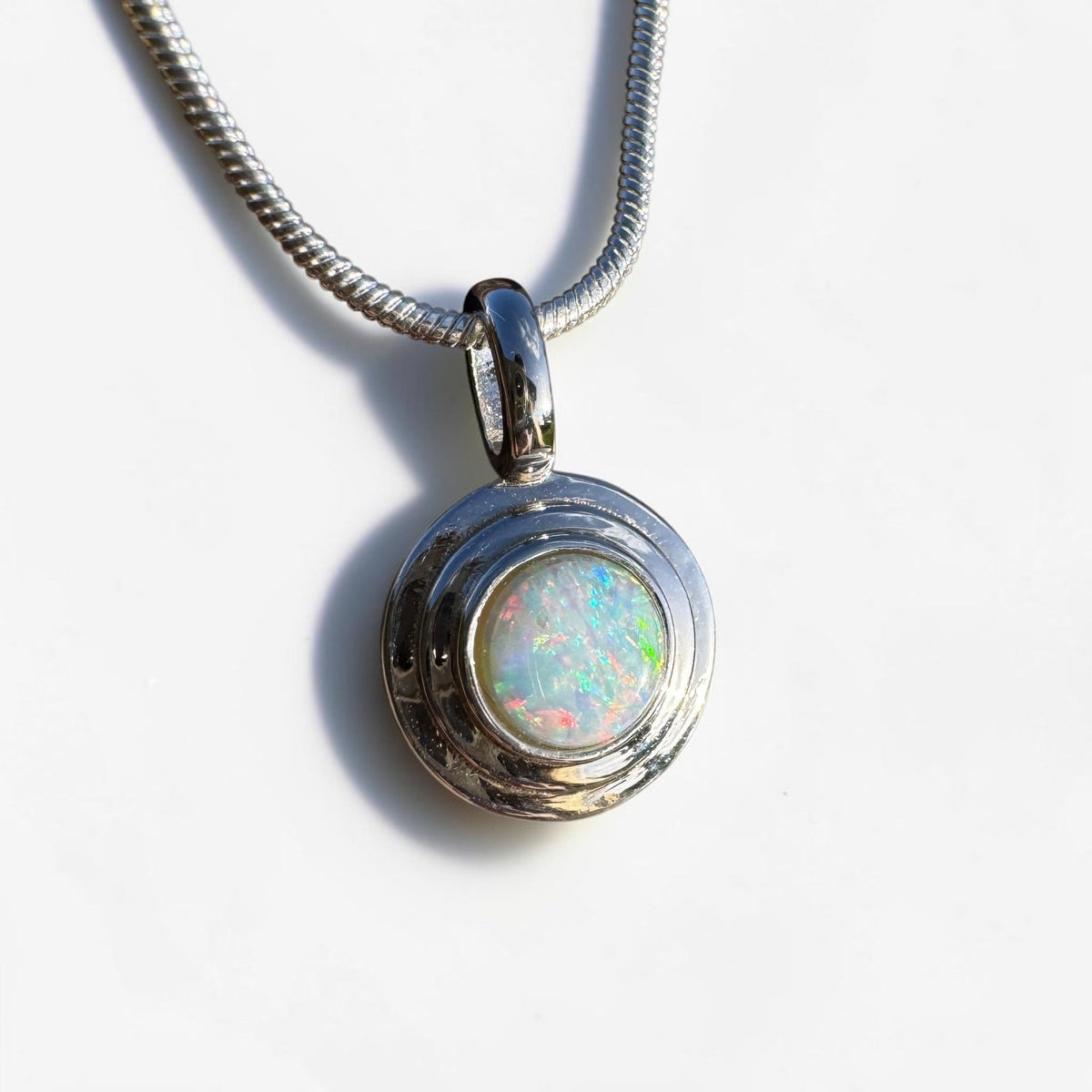 0.4ct Coober Pedy Opal Pendant Necklace ~ 'Charleville Gleam' | 925 Sterling Silver | Solid Australian Opal