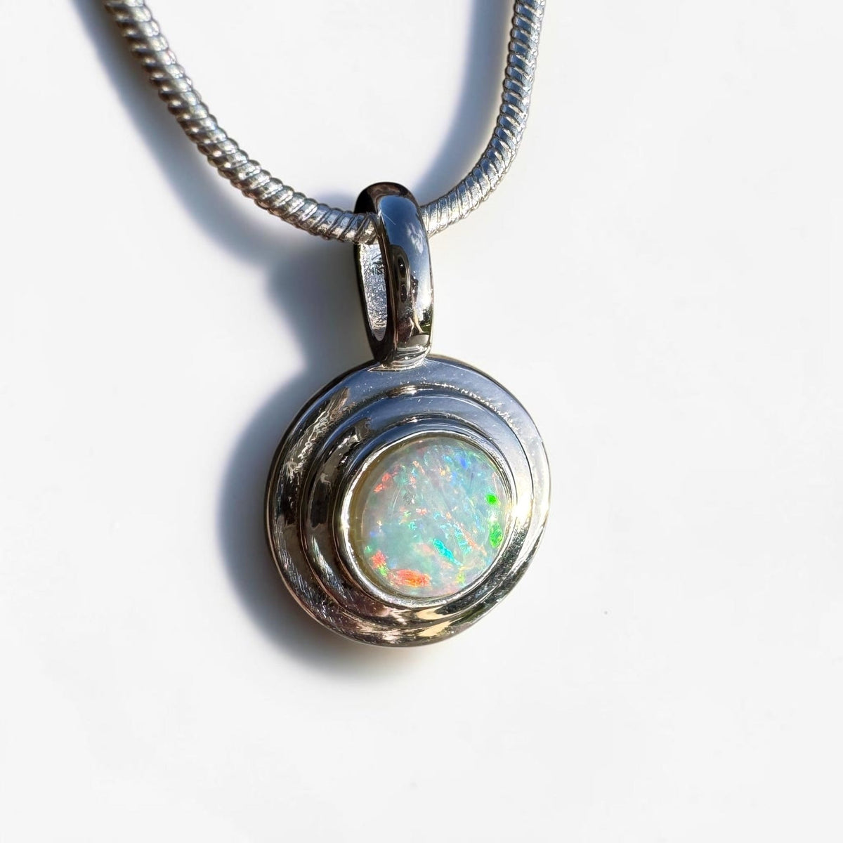 0.4ct Coober Pedy Opal Pendant Necklace ~ 'Charleville Gleam' | 925 Sterling Silver | Solid Australian Opal