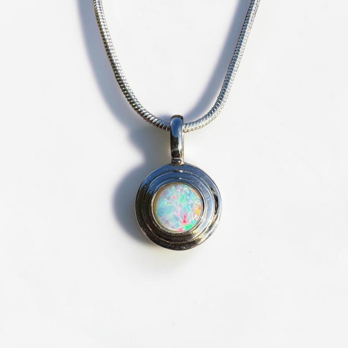 0.4ct Coober Pedy Opal Pendant Necklace ~ 'Charleville Gleam' | 925 Sterling Silver | Solid Australian Opal