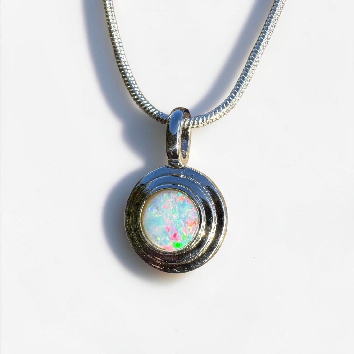 0.4ct Coober Pedy Opal Pendant Necklace ~ 'Charleville Gleam' | 925 Sterling Silver | Solid Australian Opal