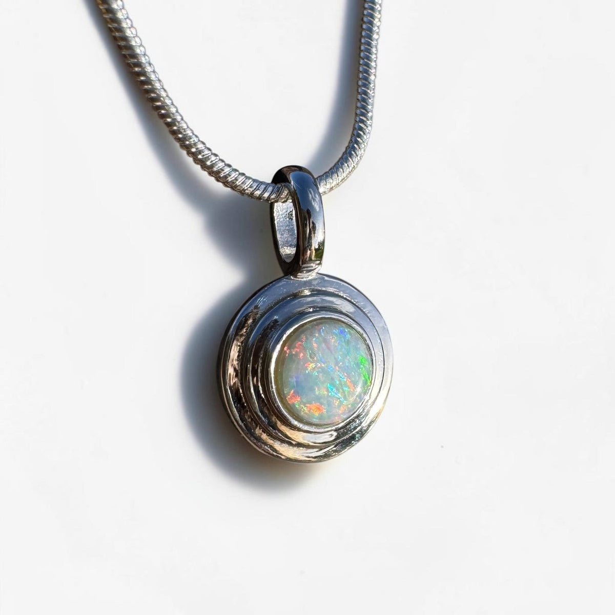 0.4ct Coober Pedy Opal Pendant Necklace ~ 'Charleville Gleam' | 925 Sterling Silver | Solid Australian Opal