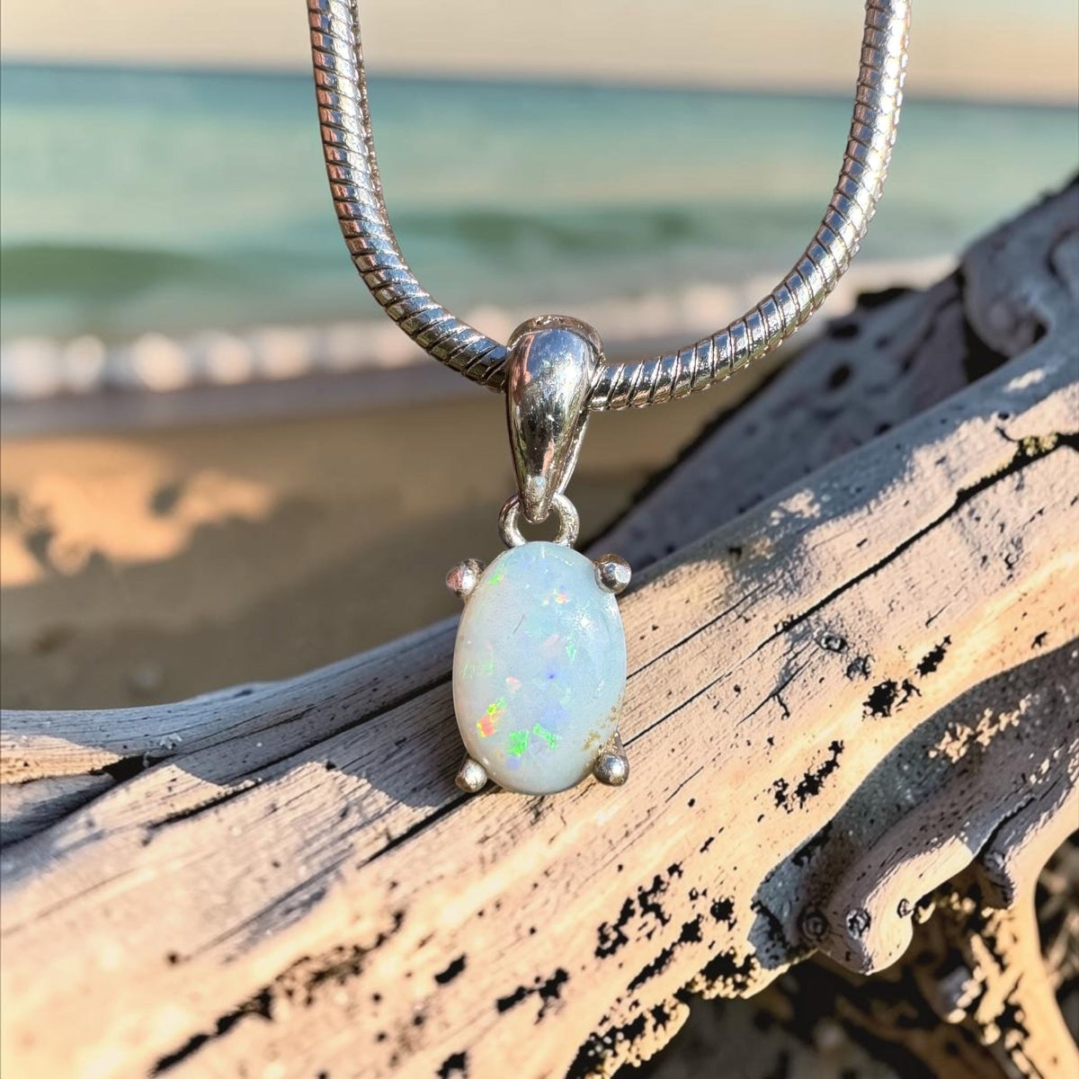 0.4ct Coober Pedy Opal Pendant Necklace ~ 'Karlu Karlu Night' | 925 Sterling Silver | Solid Australian Opal