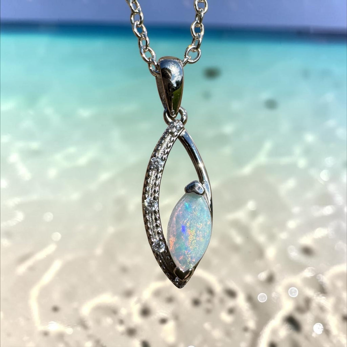 0.4ct Coober Pedy Opal Pendant Necklace ~ 'Lake Argyle Spark' | 925 Sterling Silver | Solid Australian Opal