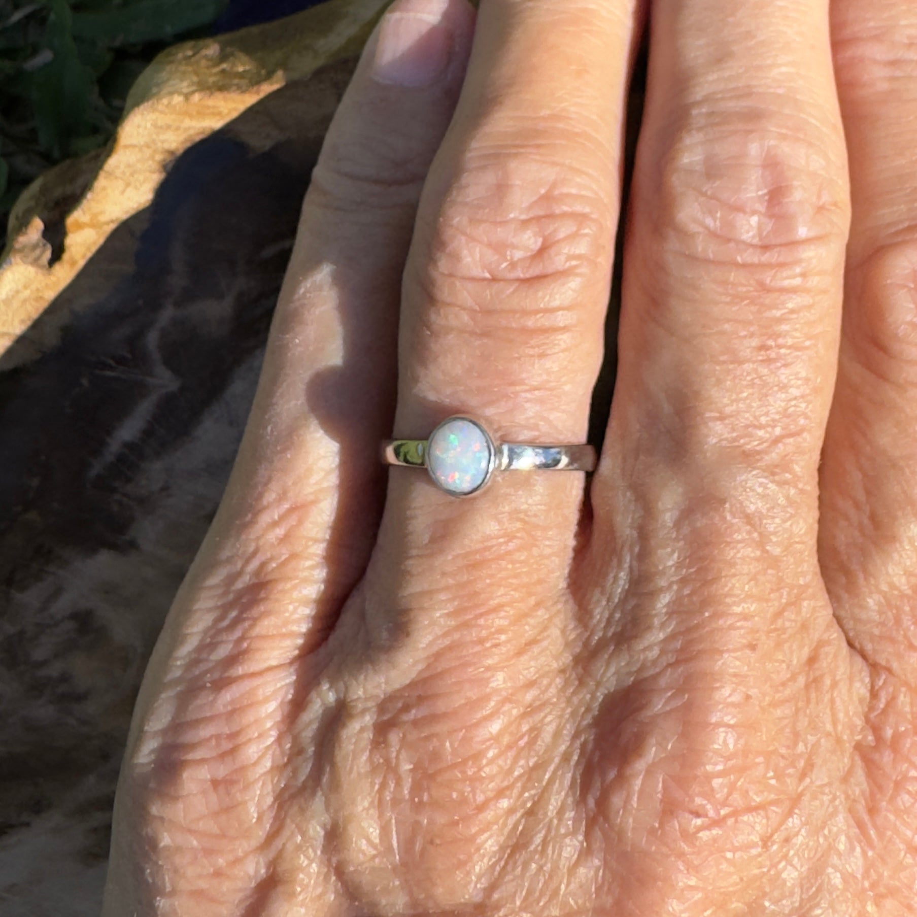 0.4ct Coober Pedy Opal Ring ~ 'Opal Basin Glimmer' | 925 Sterling Silver | Solid Australian Opal