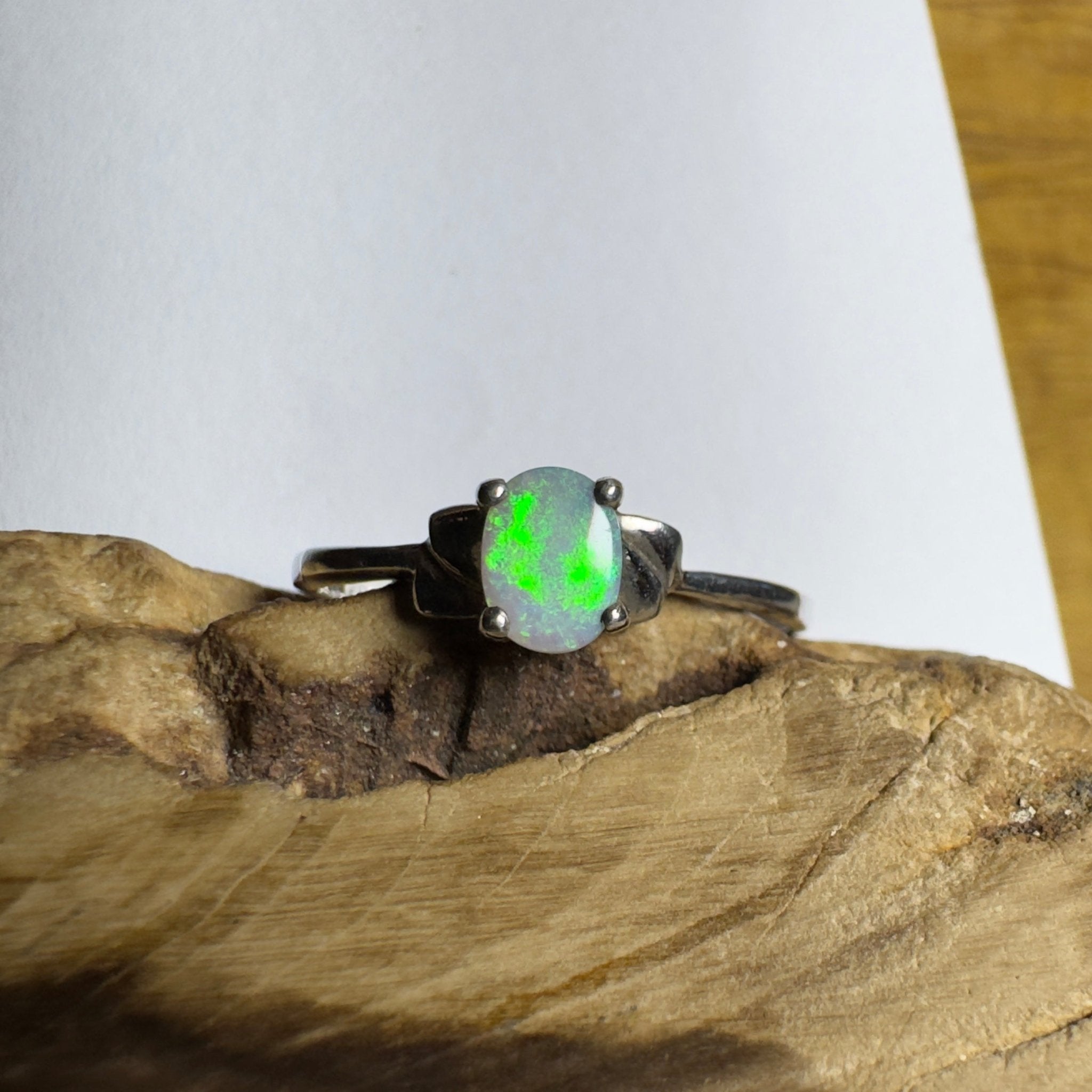 0.4ct Coober Pedy Opal Ring ~ 'Whitsunday Ripple' | 925 Sterling Silver | Solid Australian Opal