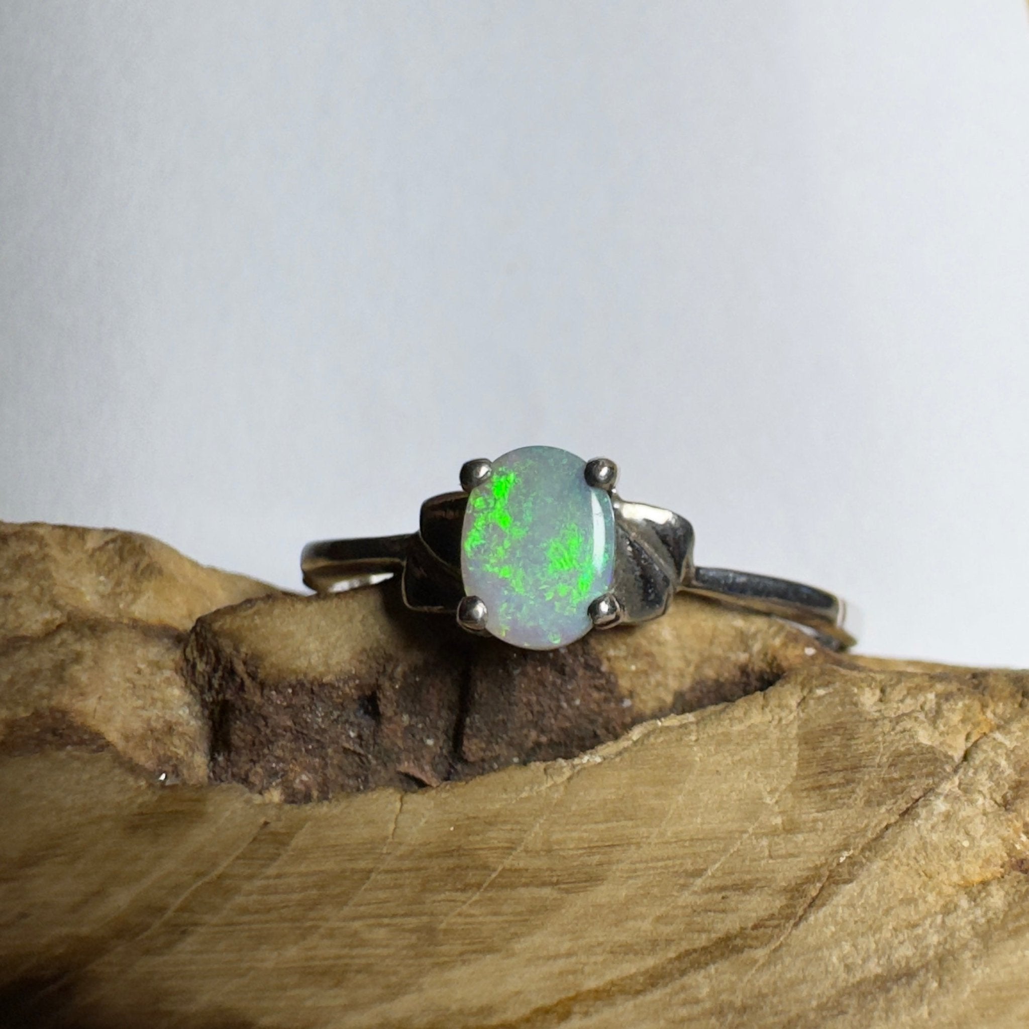 0.4ct Coober Pedy Opal Ring ~ 'Whitsunday Ripple' | 925 Sterling Silver | Solid Australian Opal