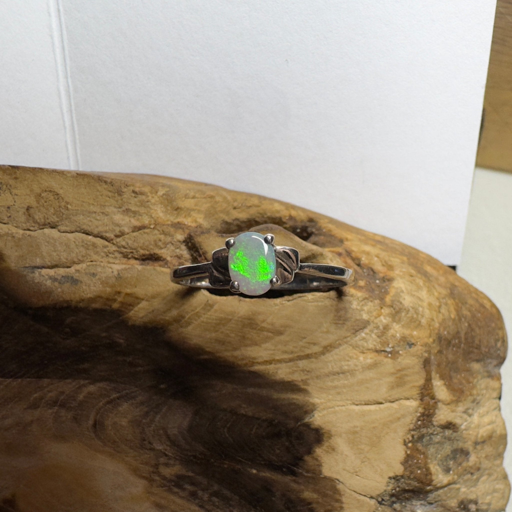 0.4ct Coober Pedy Opal Ring ~ 'Whitsunday Ripple' | 925 Sterling Silver | Solid Australian Opal