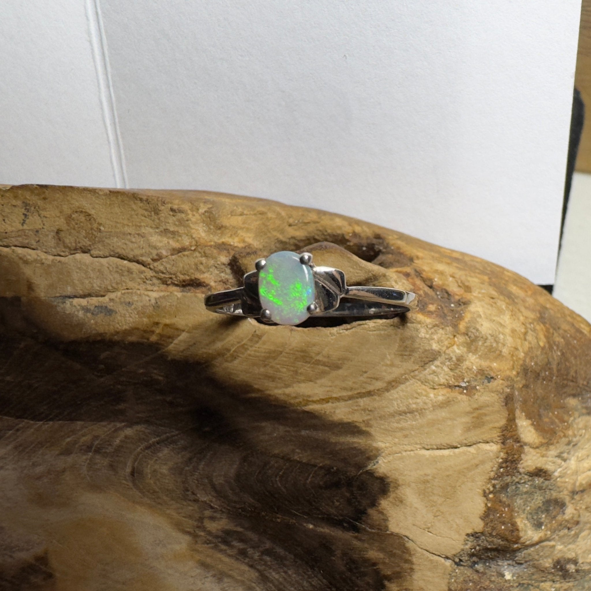0.4ct Coober Pedy Opal Ring ~ 'Whitsunday Ripple' | 925 Sterling Silver | Solid Australian Opal