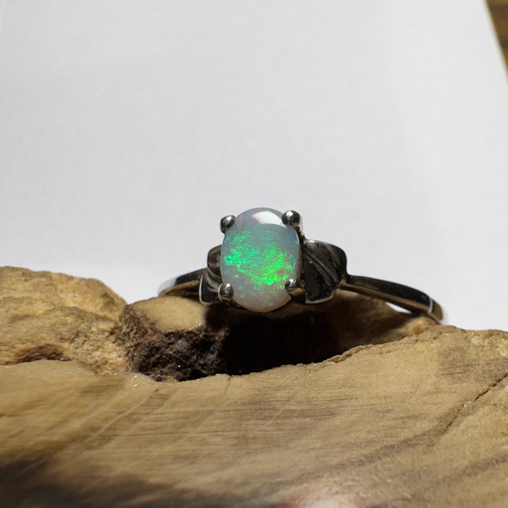 0.4ct Coober Pedy Opal Ring ~ 'Whitsunday Ripple' | 925 Sterling Silver | Solid Australian Opal