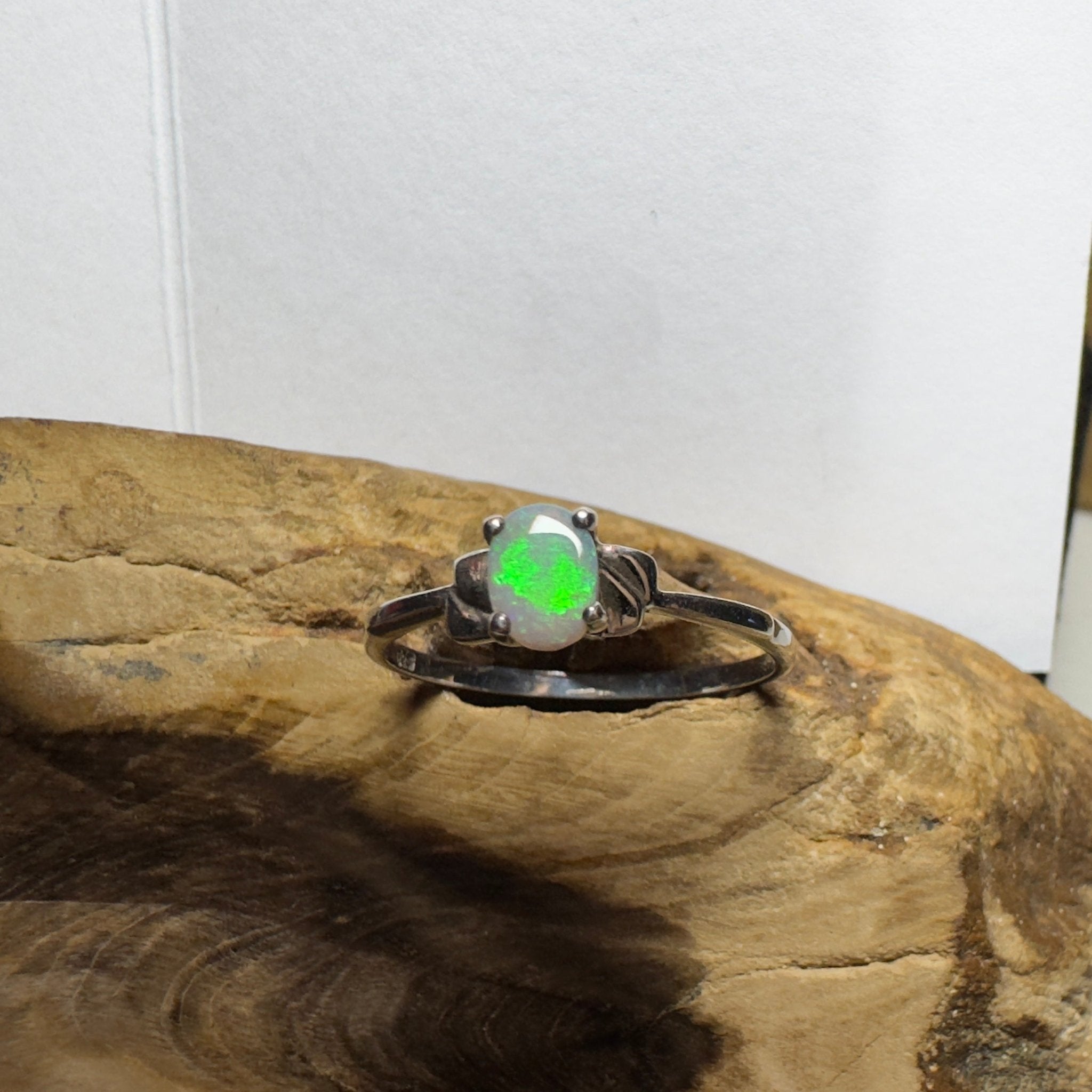 0.4ct Coober Pedy Opal Ring ~ 'Whitsunday Ripple' | 925 Sterling Silver | Solid Australian Opal