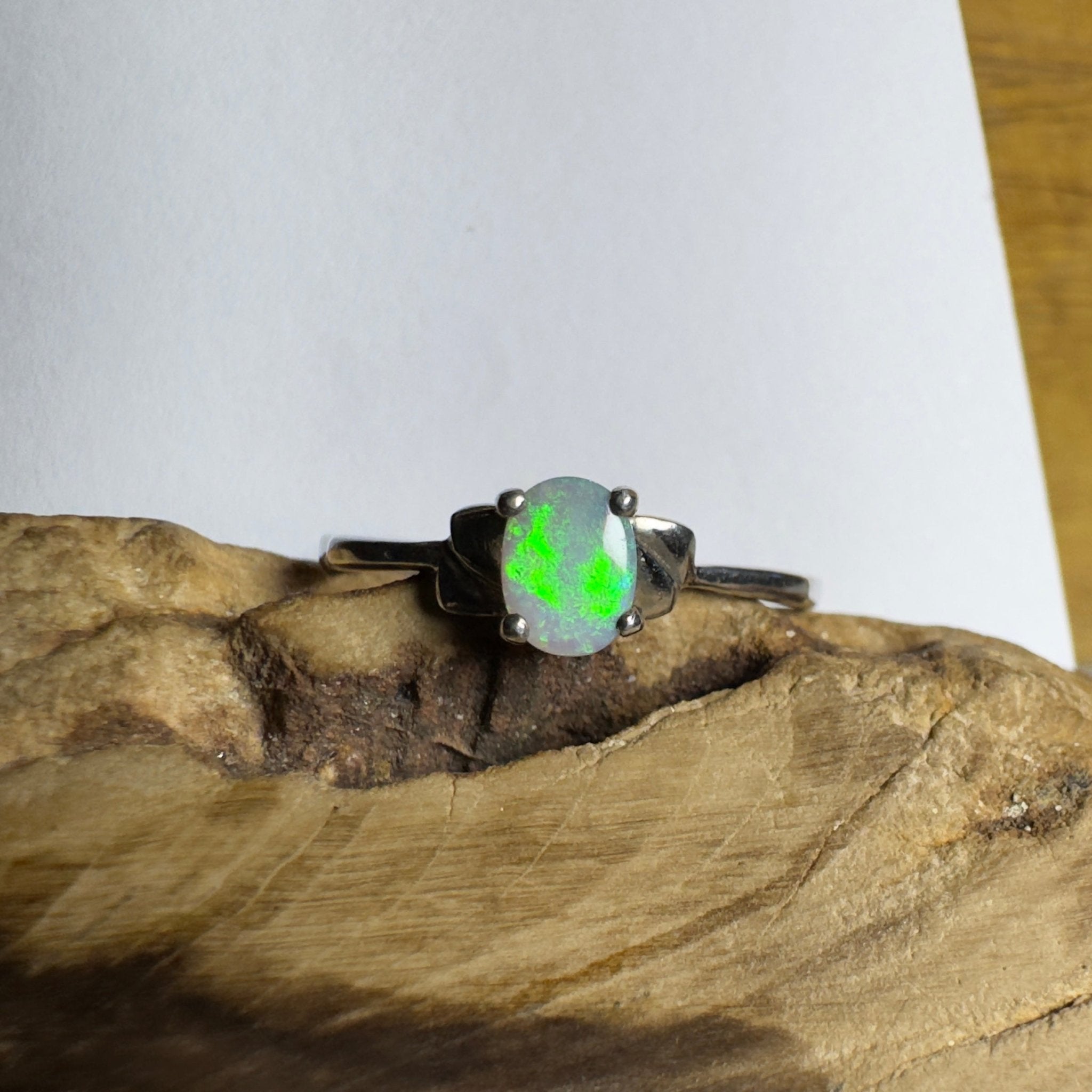 0.4ct Coober Pedy Opal Ring ~ 'Whitsunday Ripple' | 925 Sterling Silver | Solid Australian Opal