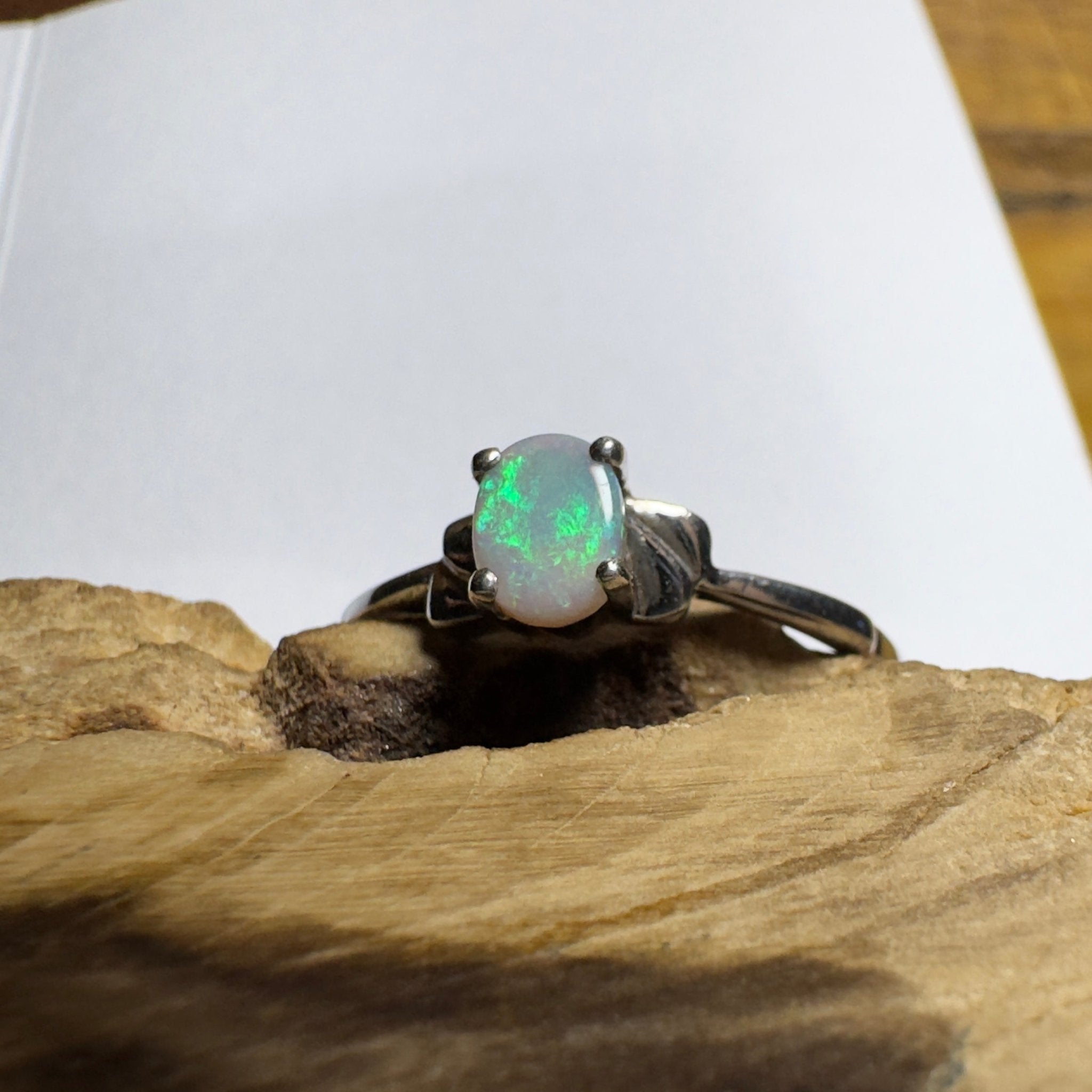 0.4ct Coober Pedy Opal Ring ~ 'Whitsunday Ripple' | 925 Sterling Silver | Solid Australian Opal