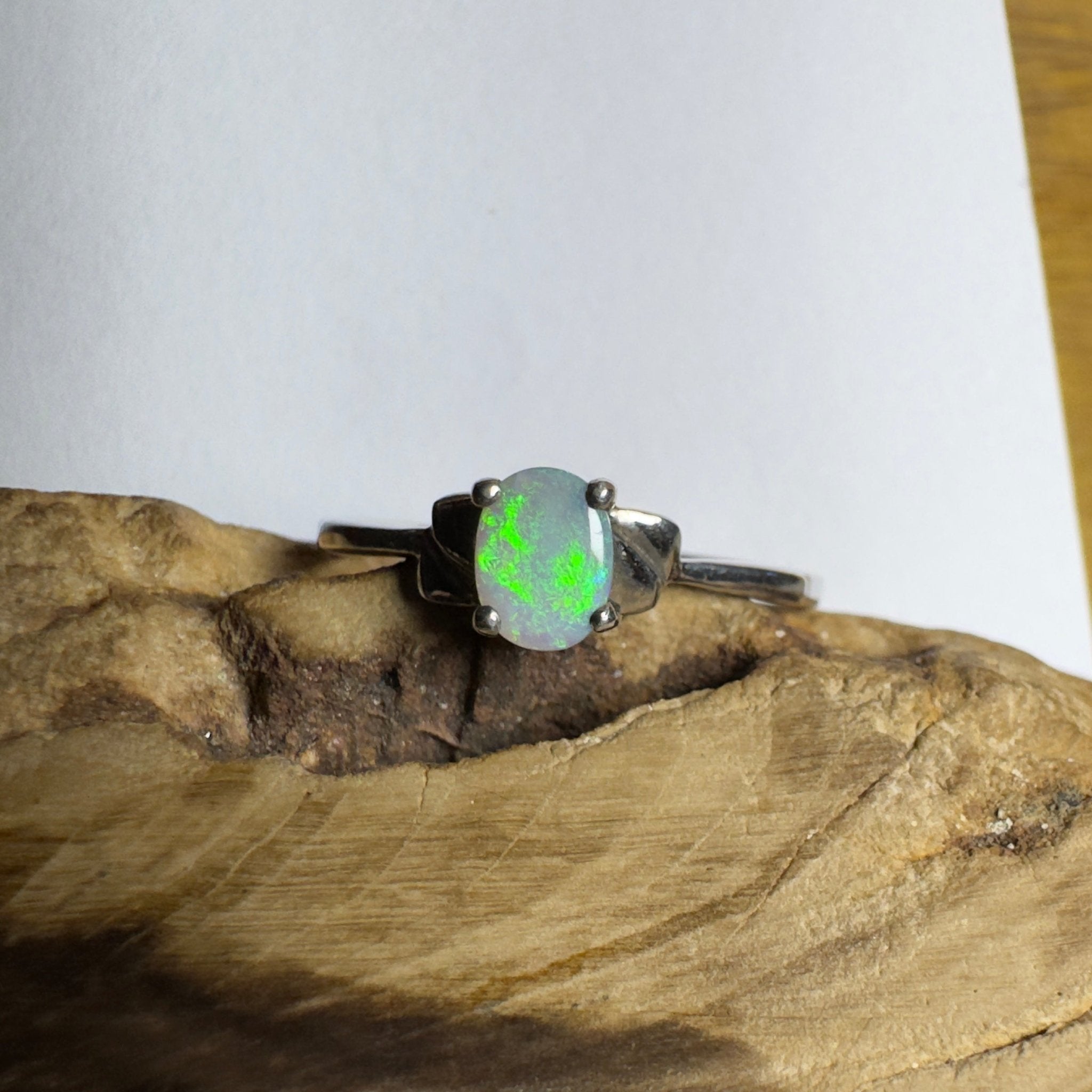 0.4ct Coober Pedy Opal Ring ~ 'Whitsunday Ripple' | 925 Sterling Silver | Solid Australian Opal