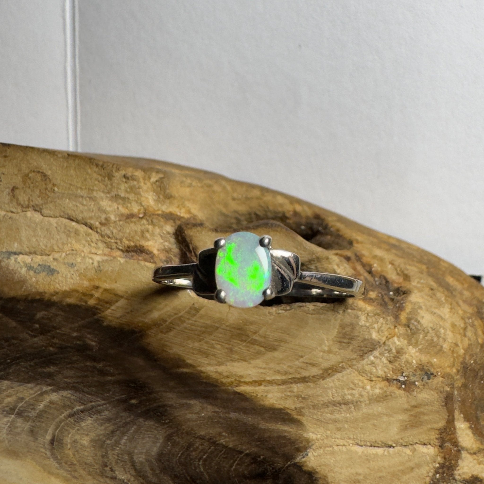 0.4ct Coober Pedy Opal Ring ~ 'Whitsunday Ripple' | 925 Sterling Silver | Solid Australian Opal