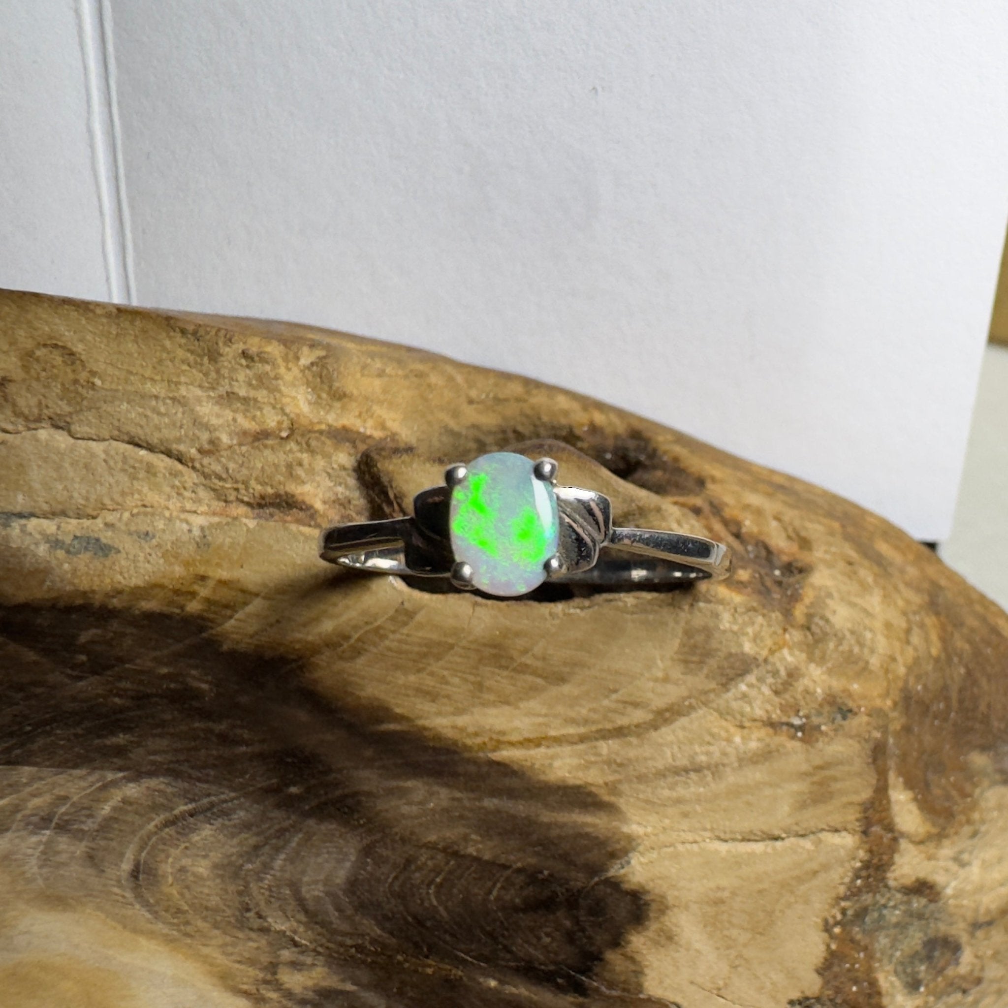 0.4ct Coober Pedy Opal Ring ~ 'Whitsunday Ripple' | 925 Sterling Silver | Solid Australian Opal