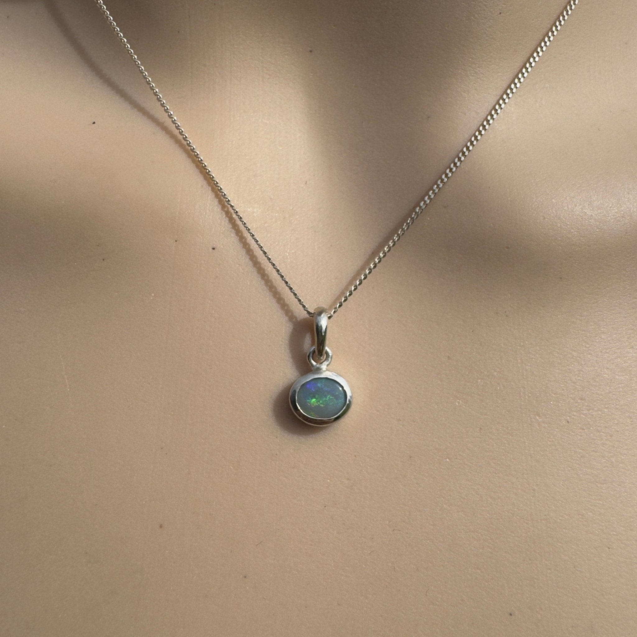 0.4ct Lightning Ridge Opal Pendant Necklace ~ 'Cape Peron Drift' | 925 Sterling Silver | Solid Australian Opal