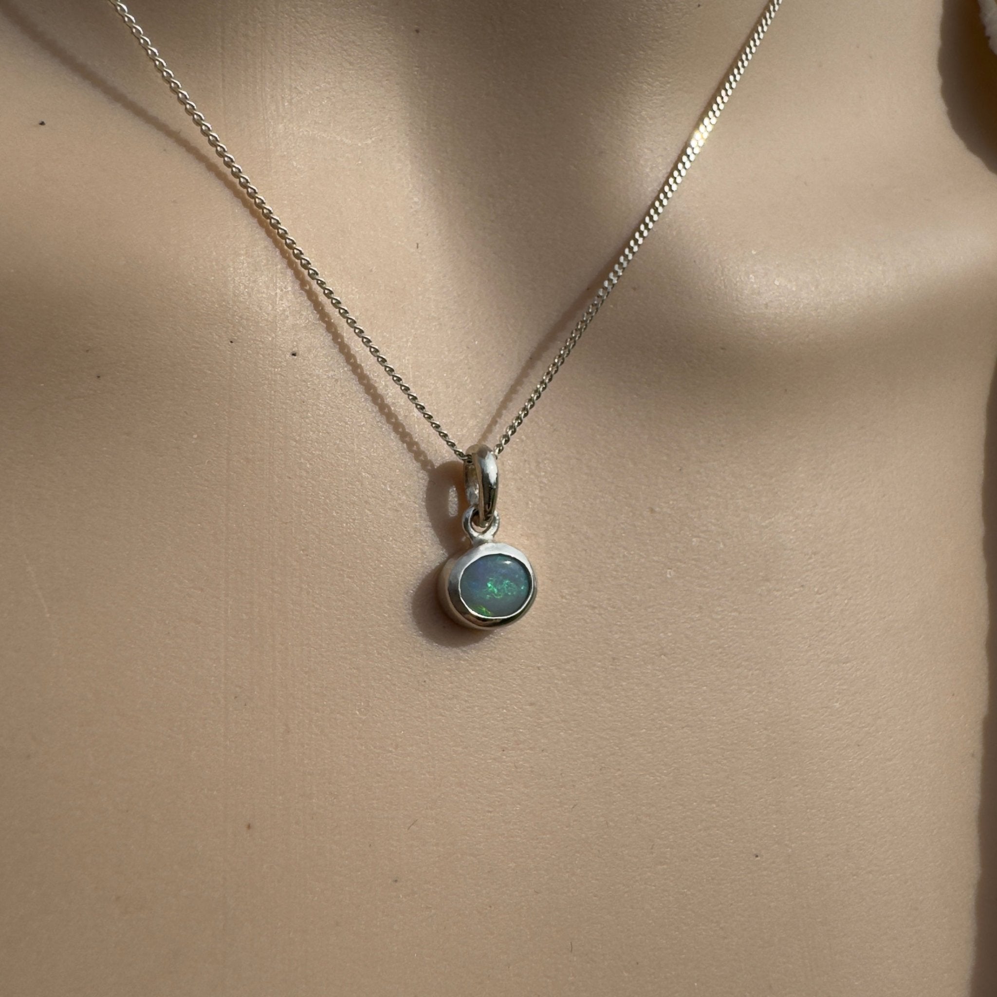 0.4ct Lightning Ridge Opal Pendant Necklace ~ 'Cape Peron Drift' | 925 Sterling Silver | Solid Australian Opal